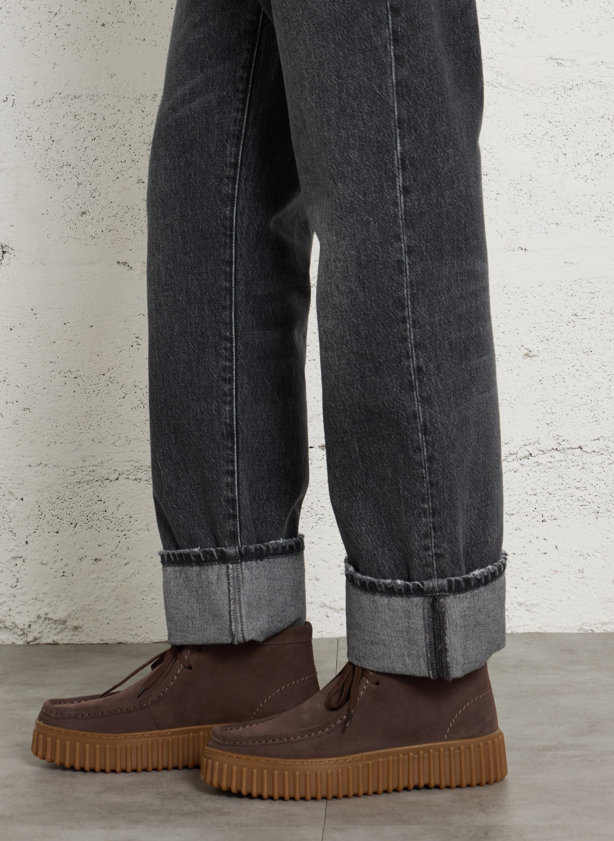 Bottines à lacets en cuir velours CLARKS Marron