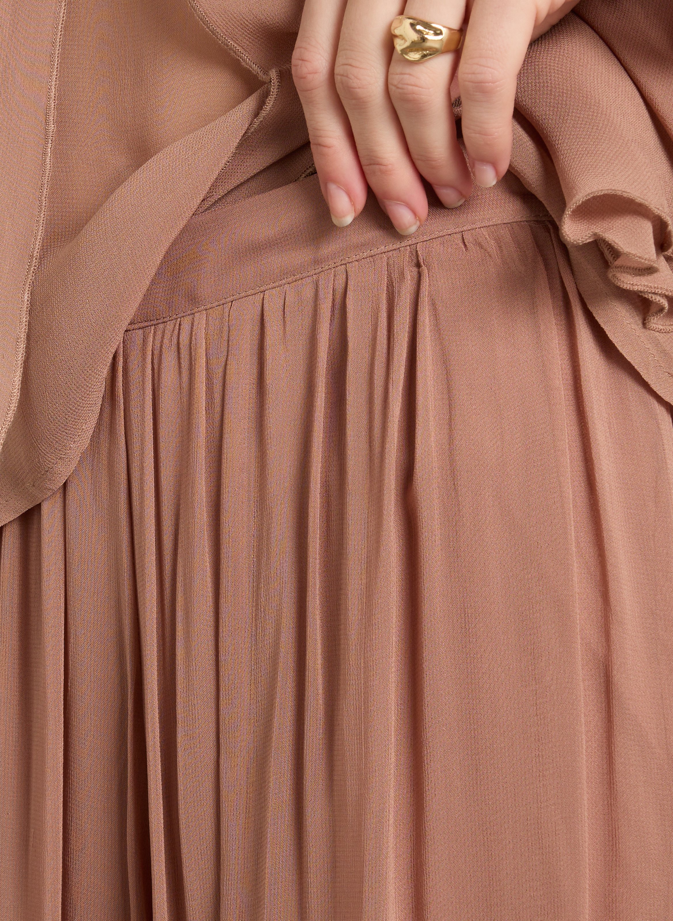 Pantalon ballon large en voile IKKS Marron