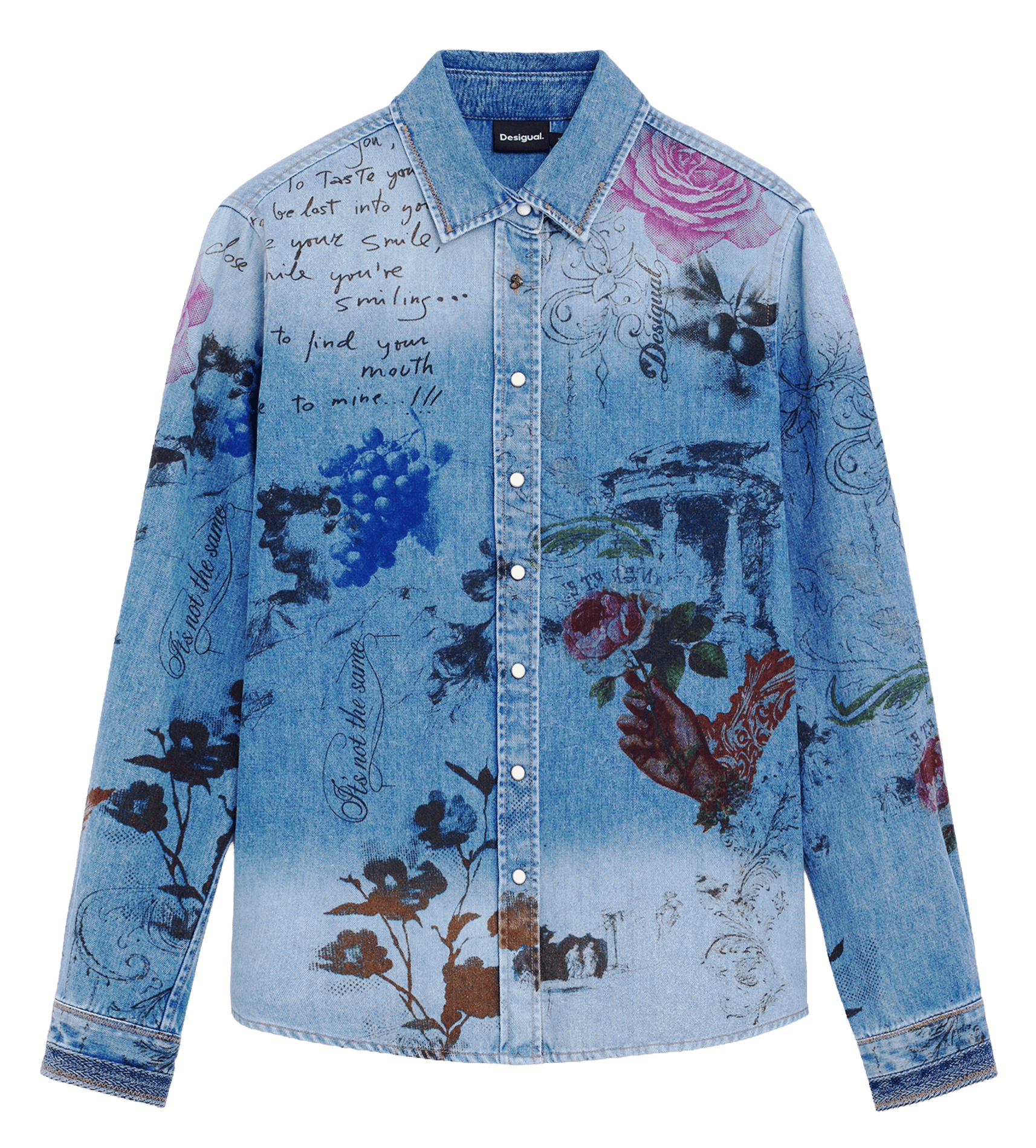 Straight-fit printed denim shirt DESIGUAL Blue