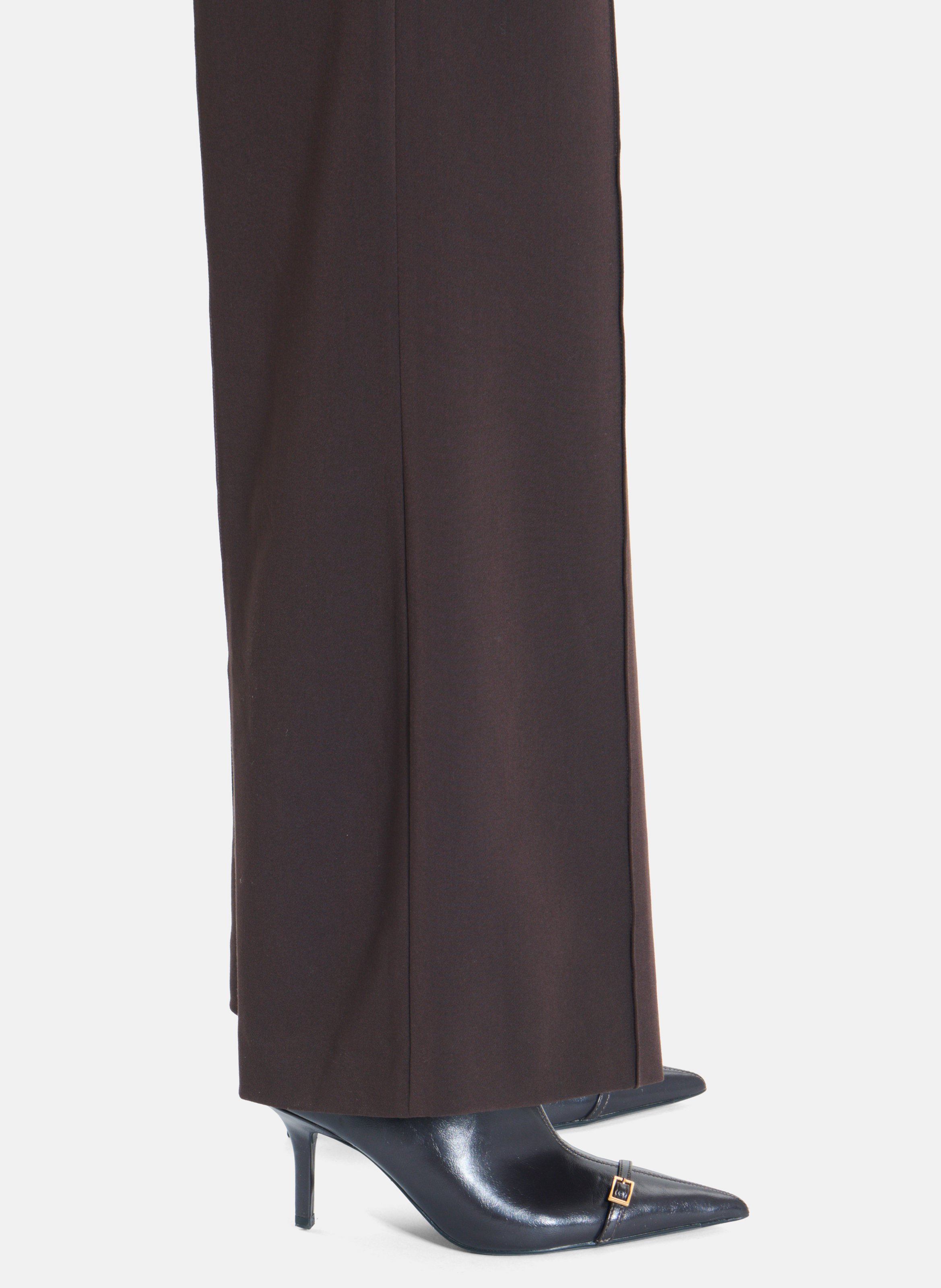 Pantalon droit uni à jambes larges ZAPA Marron