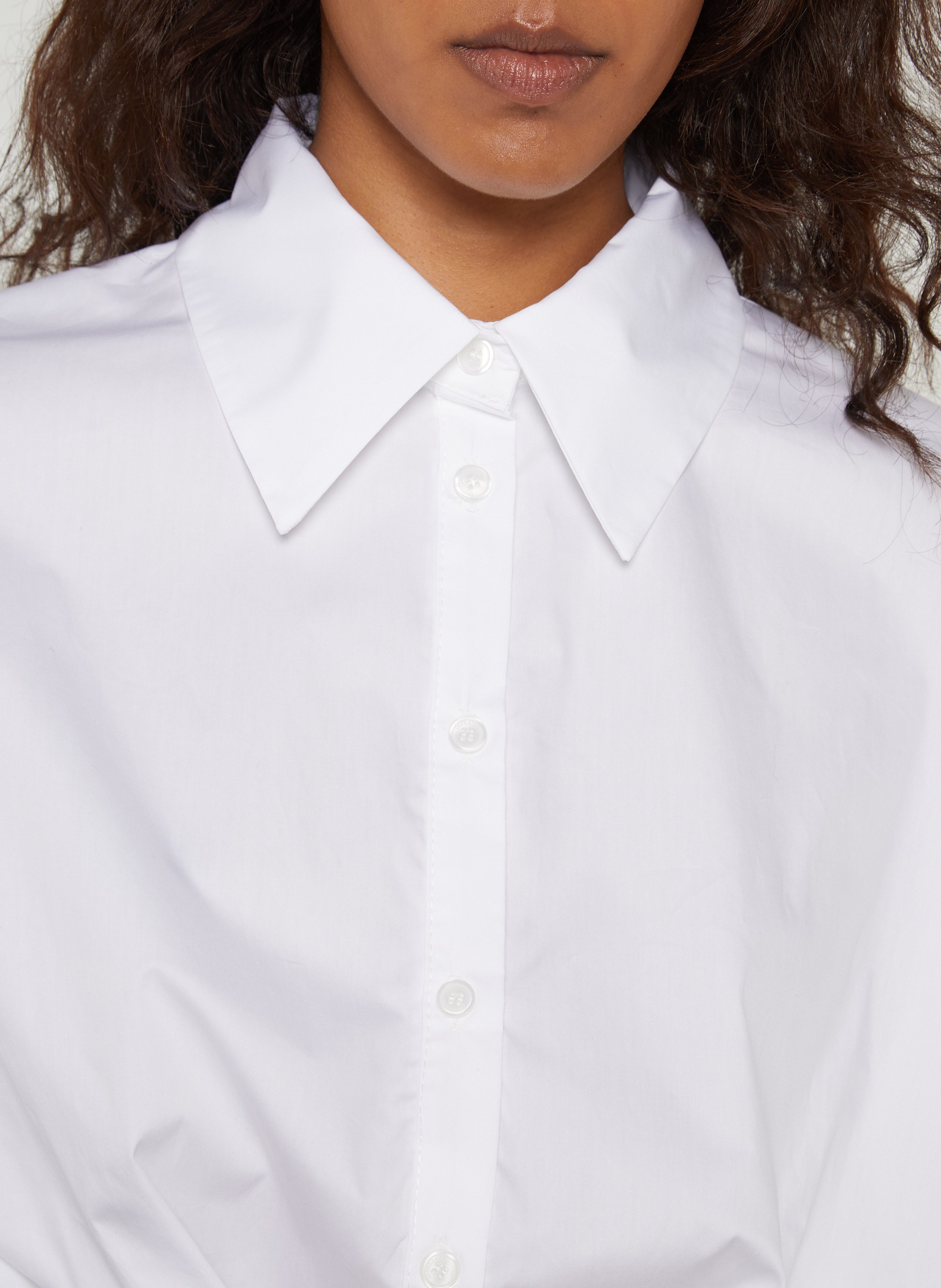 Classic collar cotton shirt bodysuit IMPERIAL White