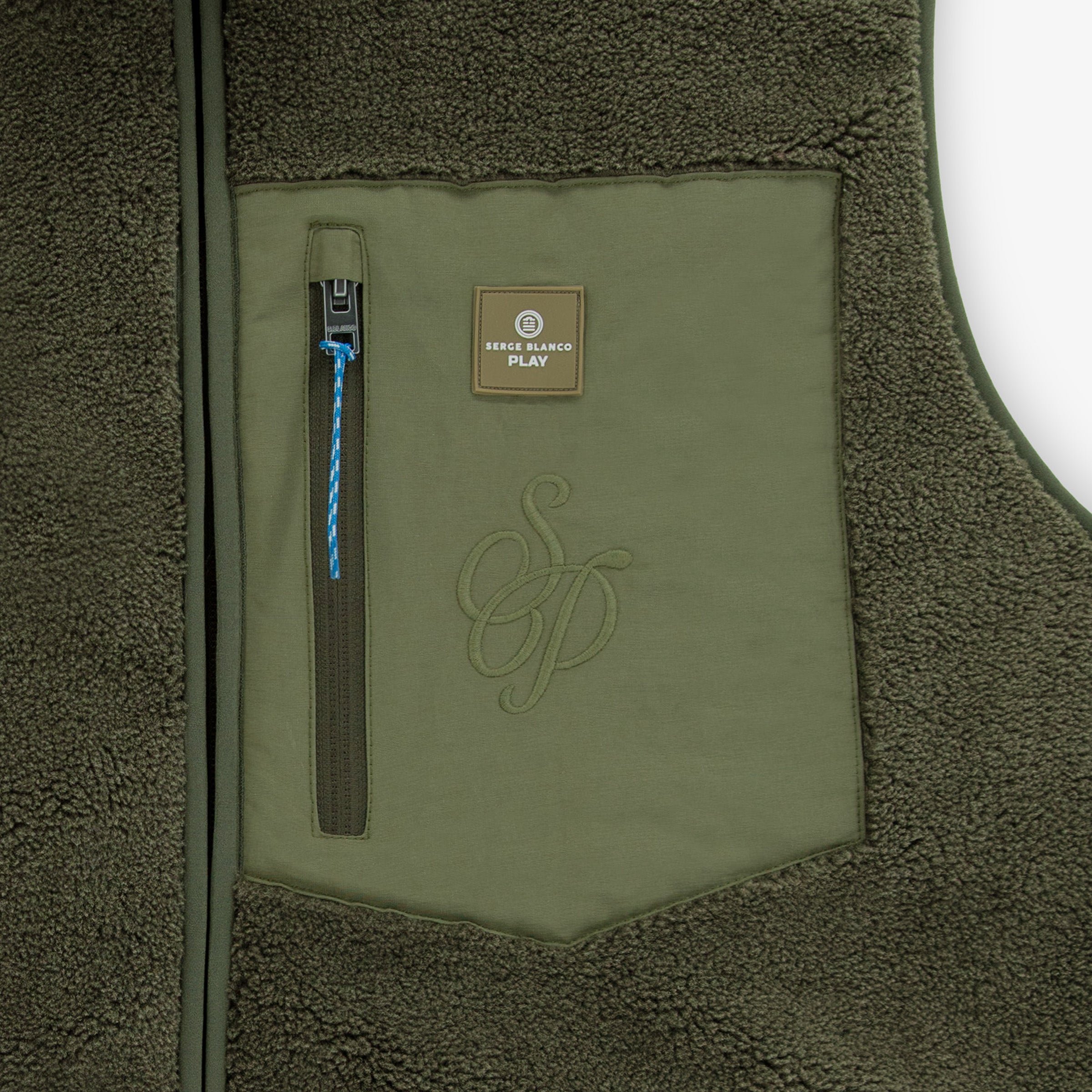 Montréal sleeveless fleece vest, military green, Section Paloise SERGE BLANCO Green