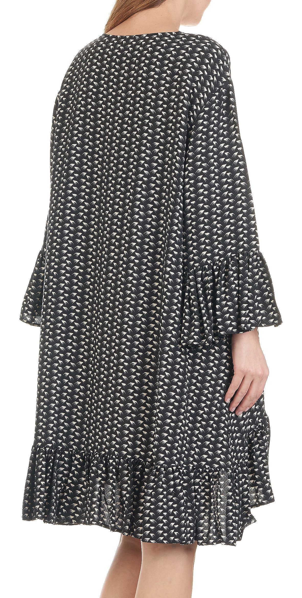 Robe courte ample imprimée à volants ATTIC AND BARN Noir