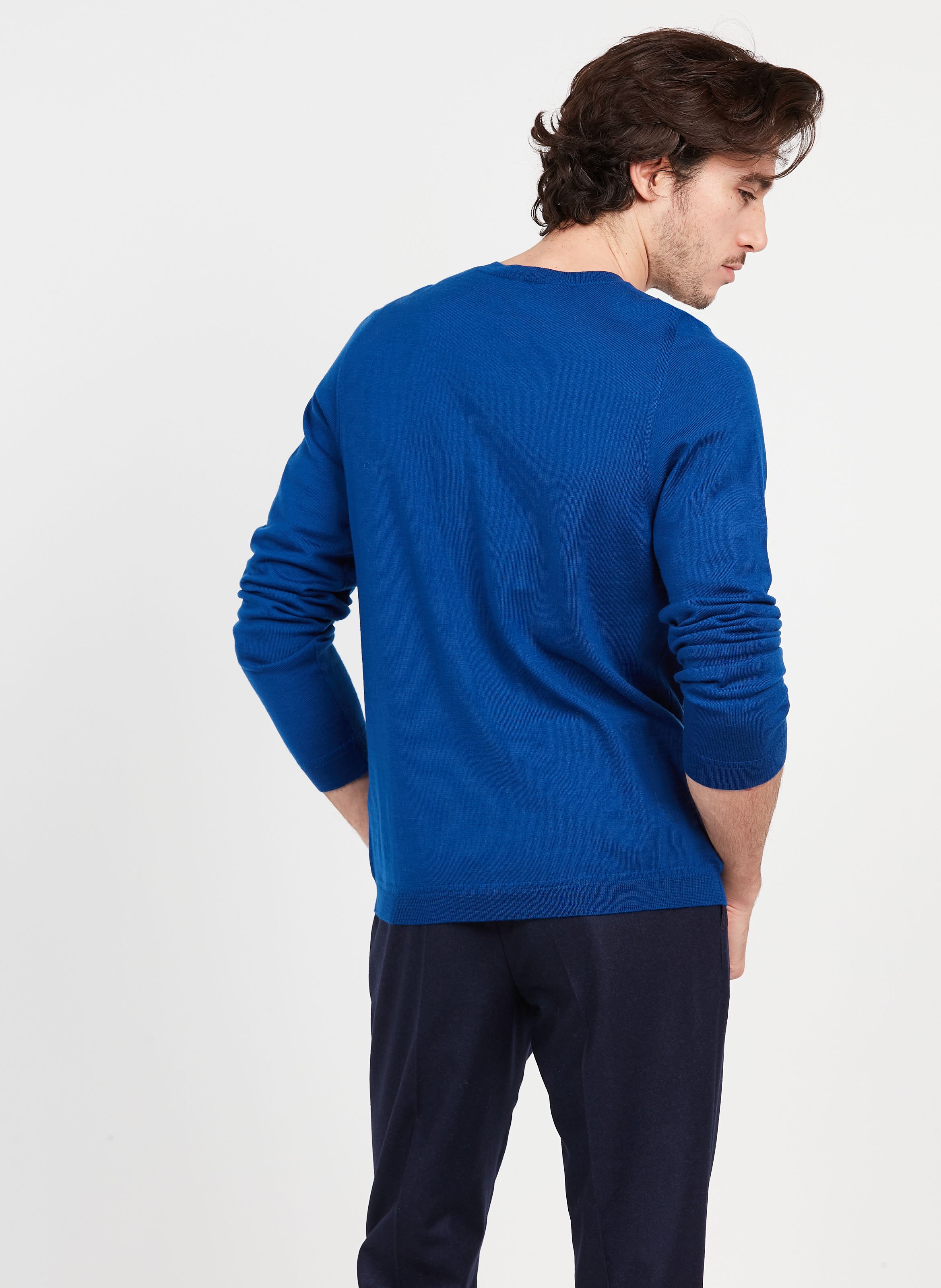 Regular-fit round-neck wool sweater AU PRINTEMPS PARIS Blue
