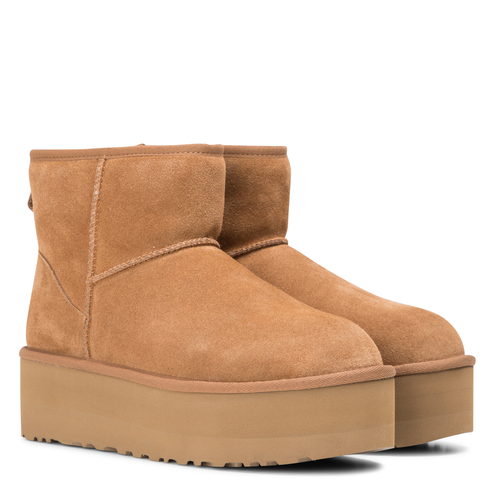 Bottines compensées en cuir velours UGG Marron