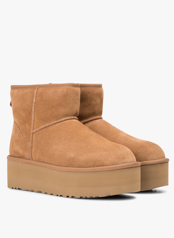 Bottines compensees en cuir Marron