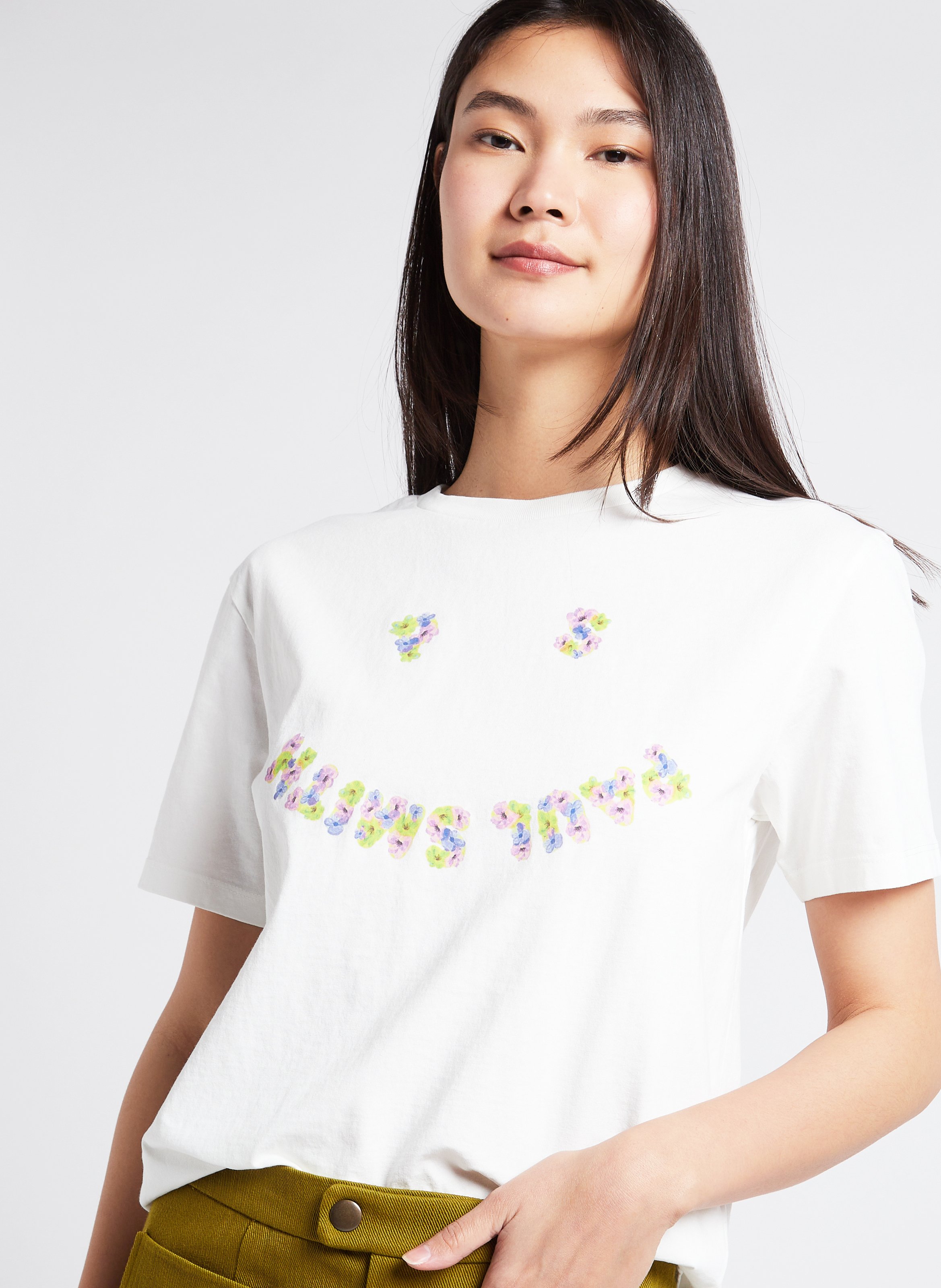 Printed organic cotton round-neck T-shirt PAUL SMITH White