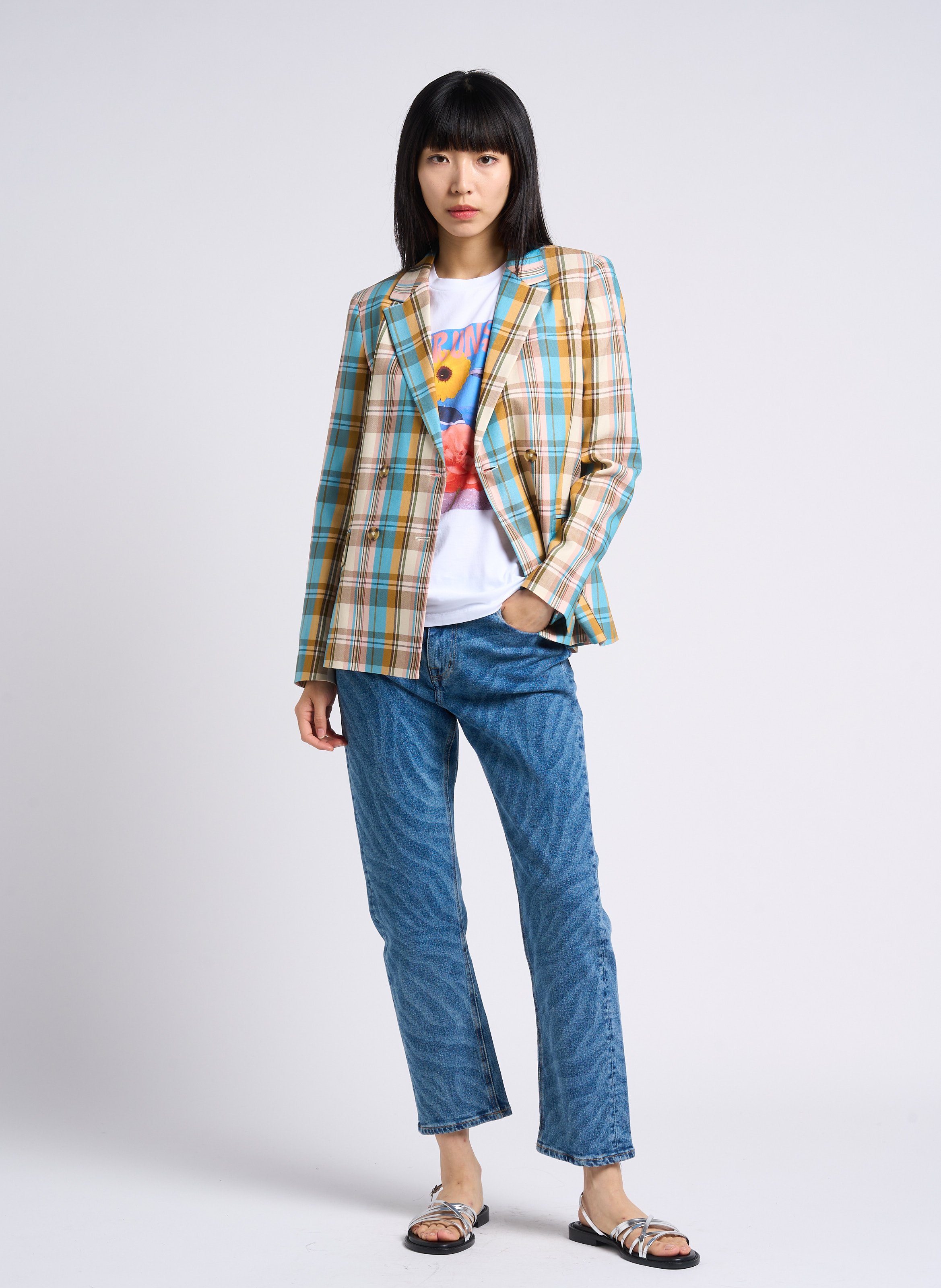 Veste de tailleur à carreaux  Multicolore