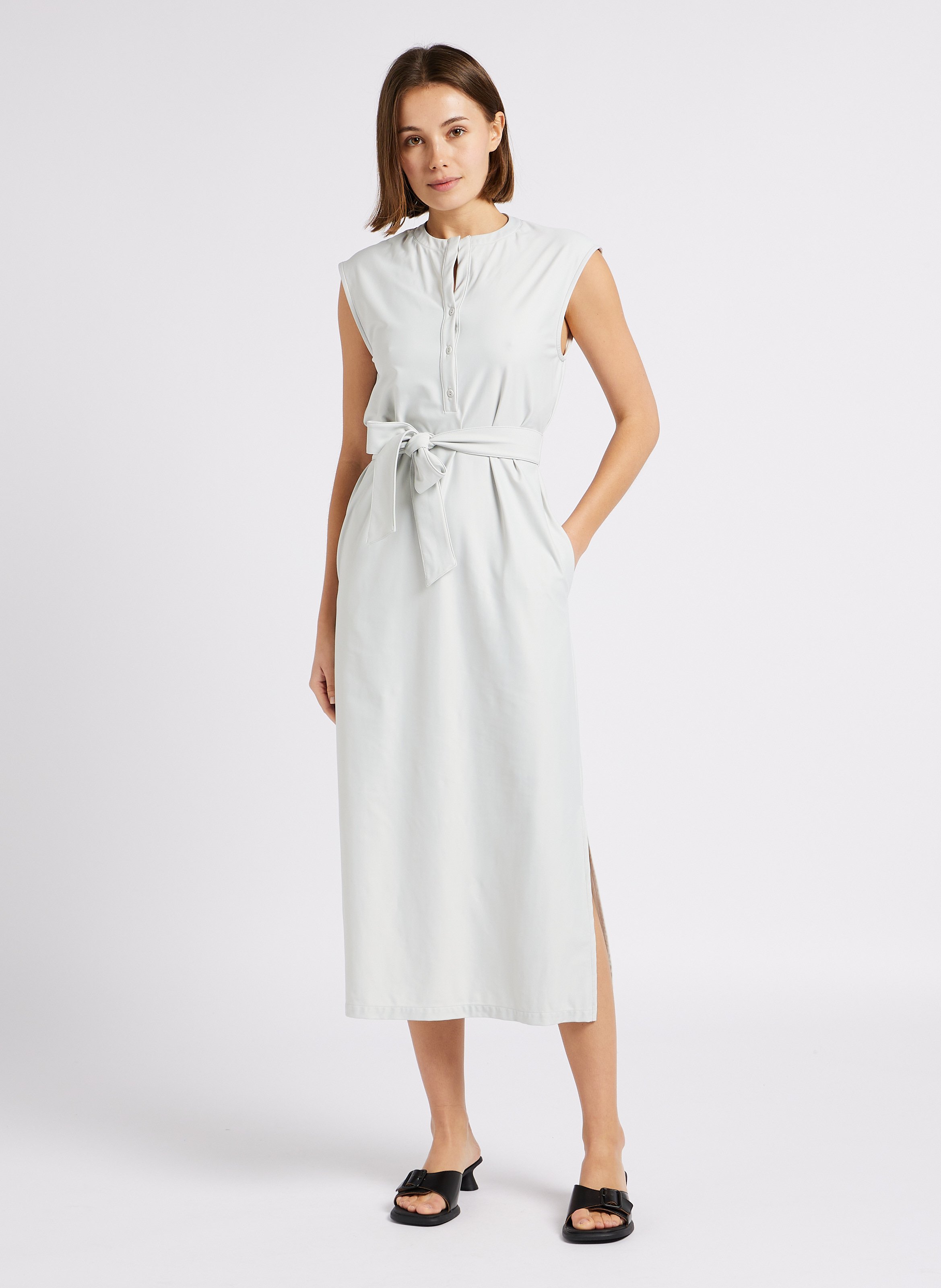 Straight round neck satin dress MAX MARA LEISURE Grey