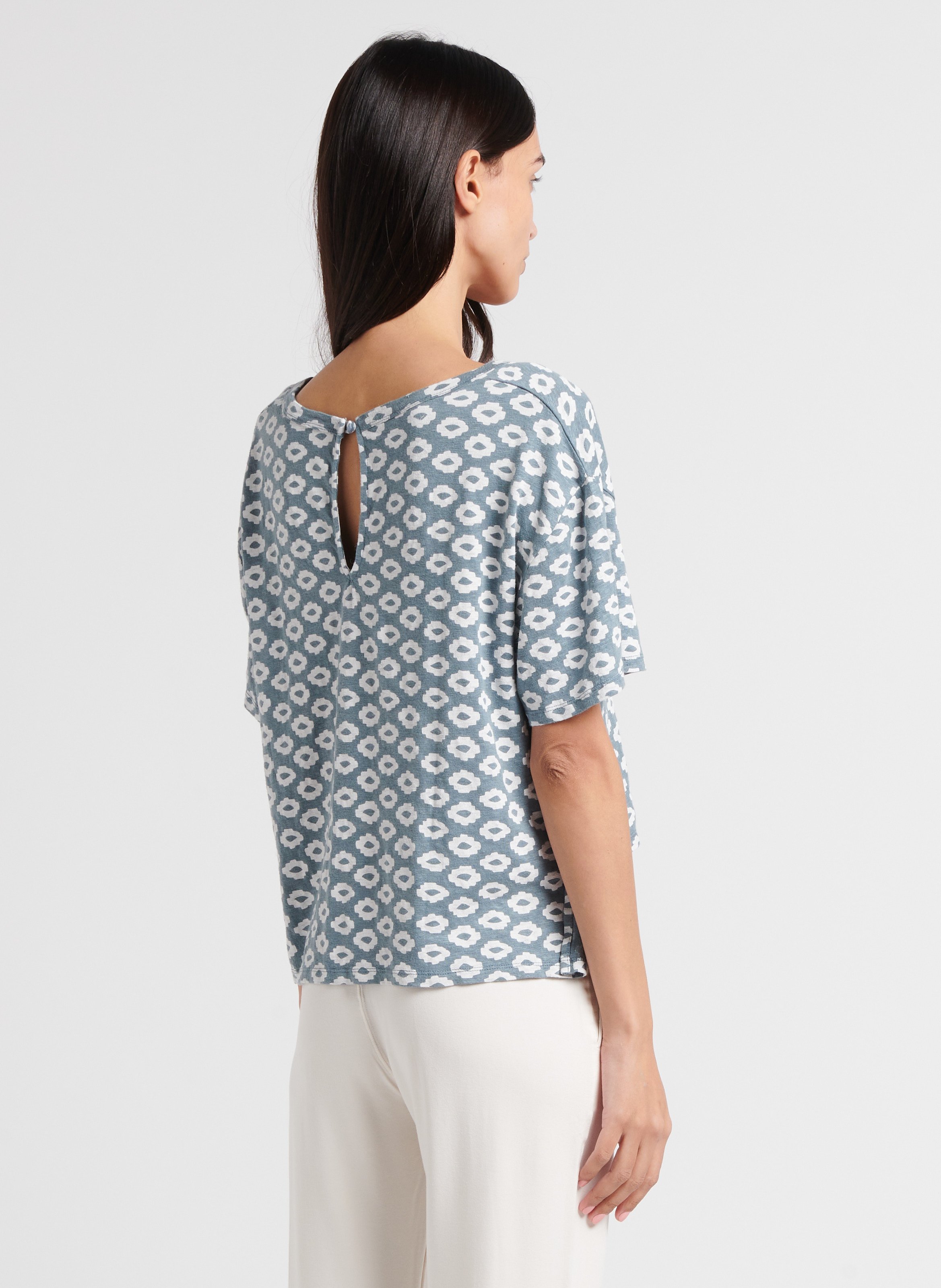 V-neck linen T-shirt MAJESTIC FILATURES Grey