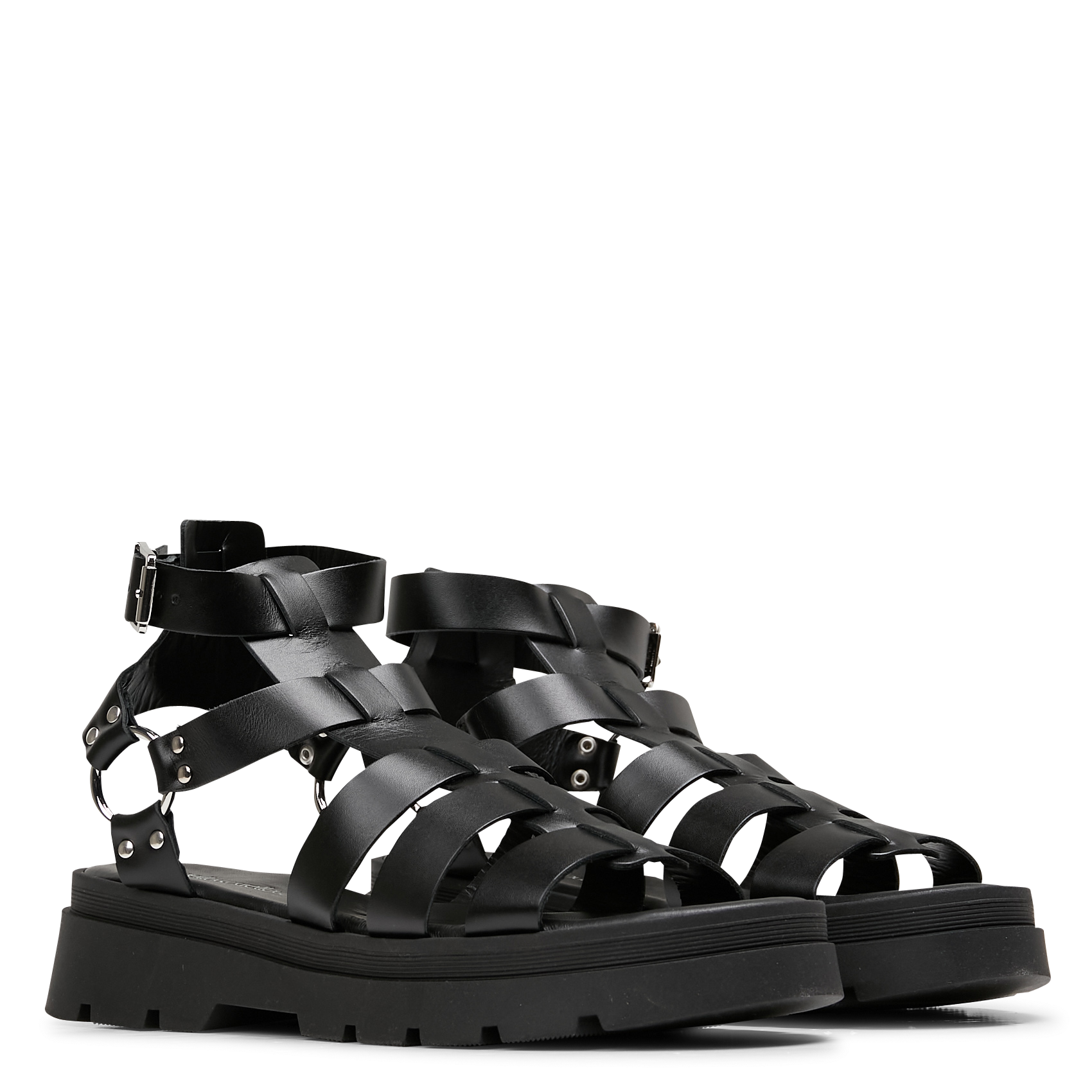High-top leather sandals with notched soles Noir Mellow Yellow - Women 16  38 576 0820 | Place des Tendances