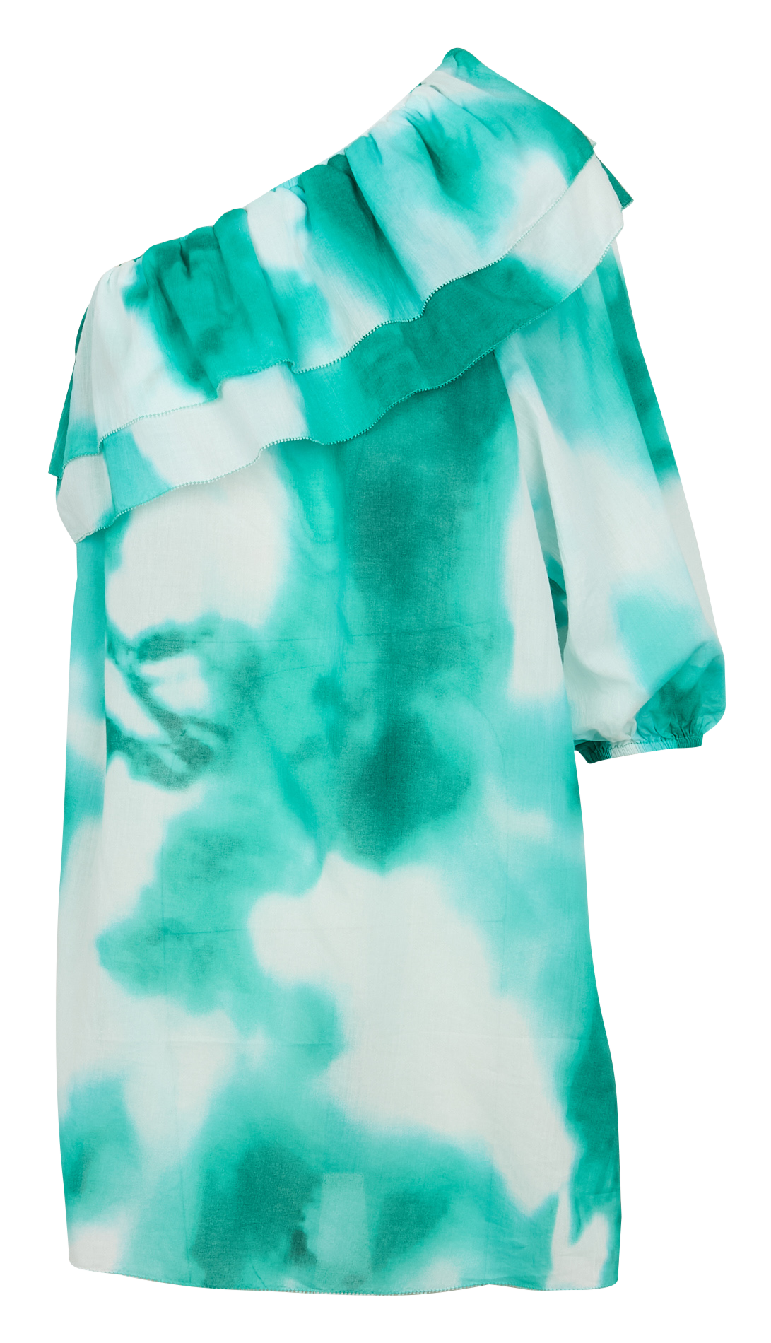 Asymmetric printed cotton dress LOVE STORIES Green