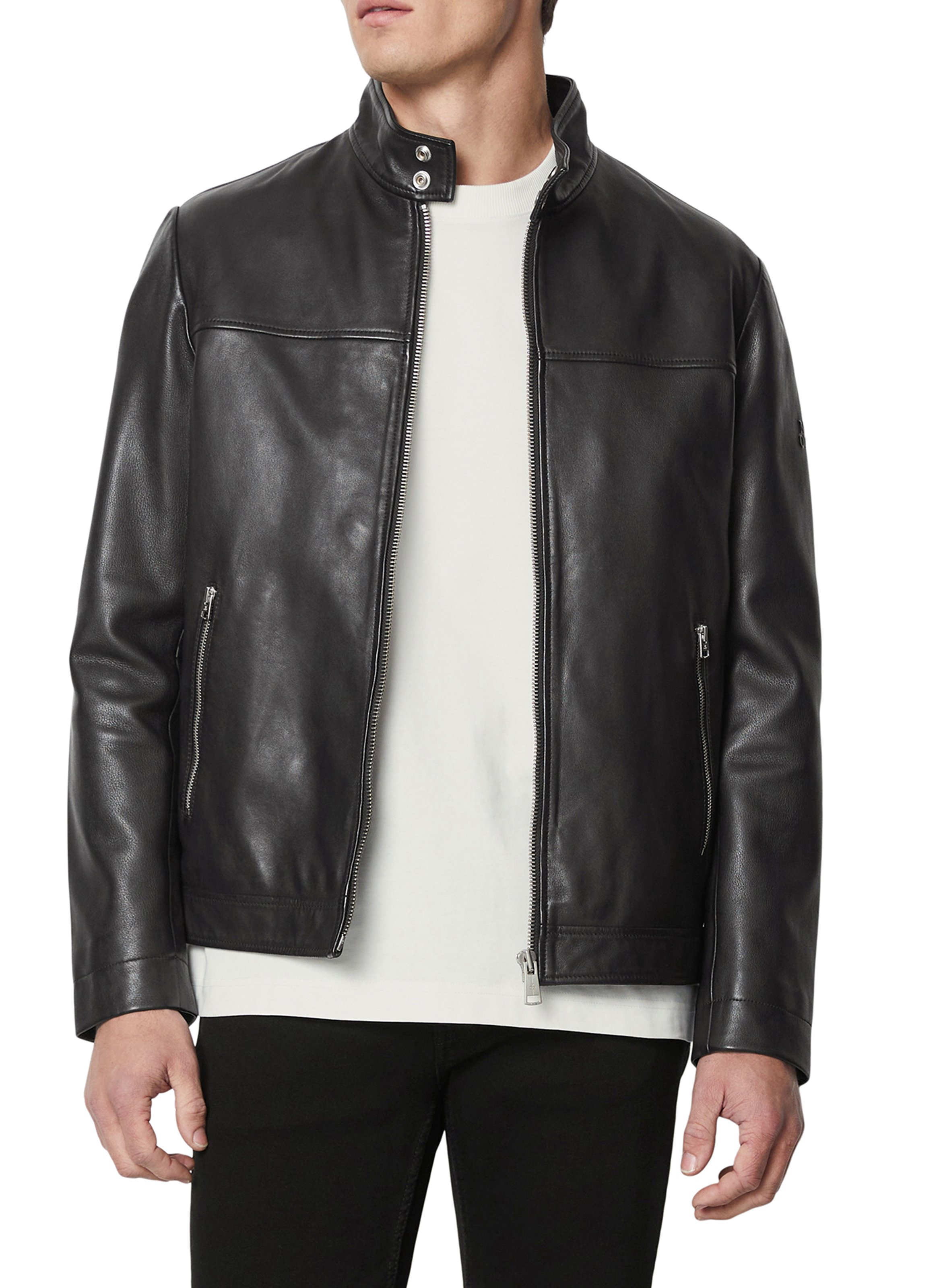 Leather Jacket With High Collar Black Marc O polo Men 426700673020 990 BLACK Place des Tendances United Kingdom