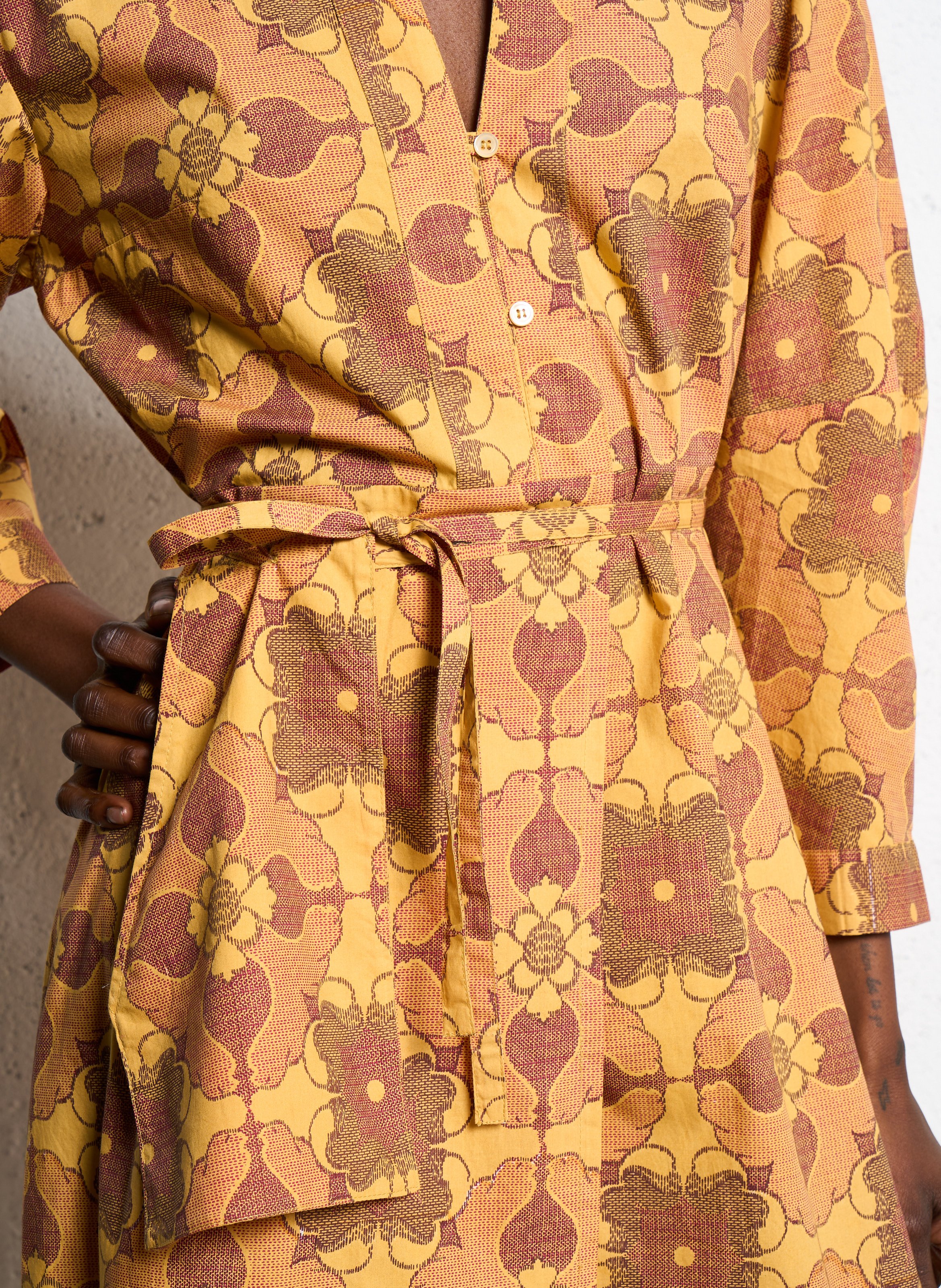 Long printed cotton dress ANTIK BATIK Brown