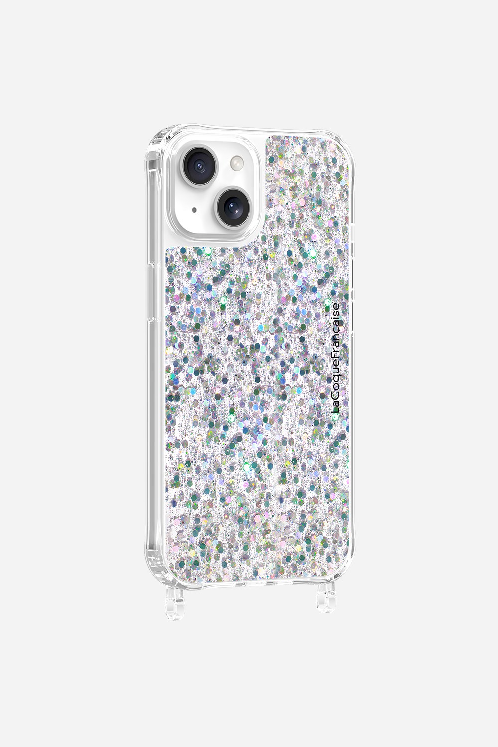 Glitter phone case with rings for iPhone 14 LA COQUE FRANCAISE Silver