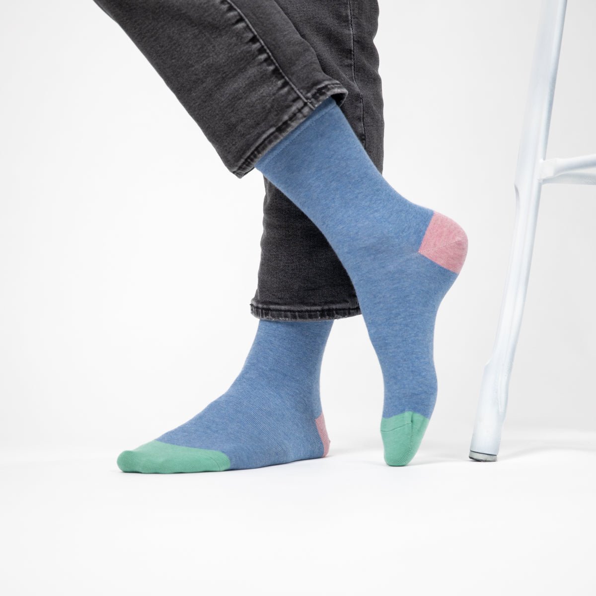 Solid combed cotton socks Blue