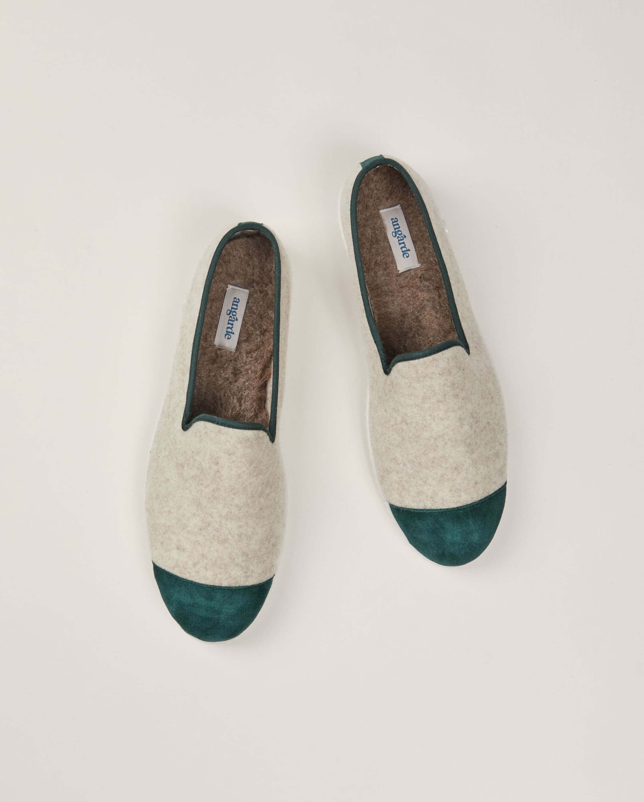 Men's wool slipper, beige basil green ANGARDE Beige