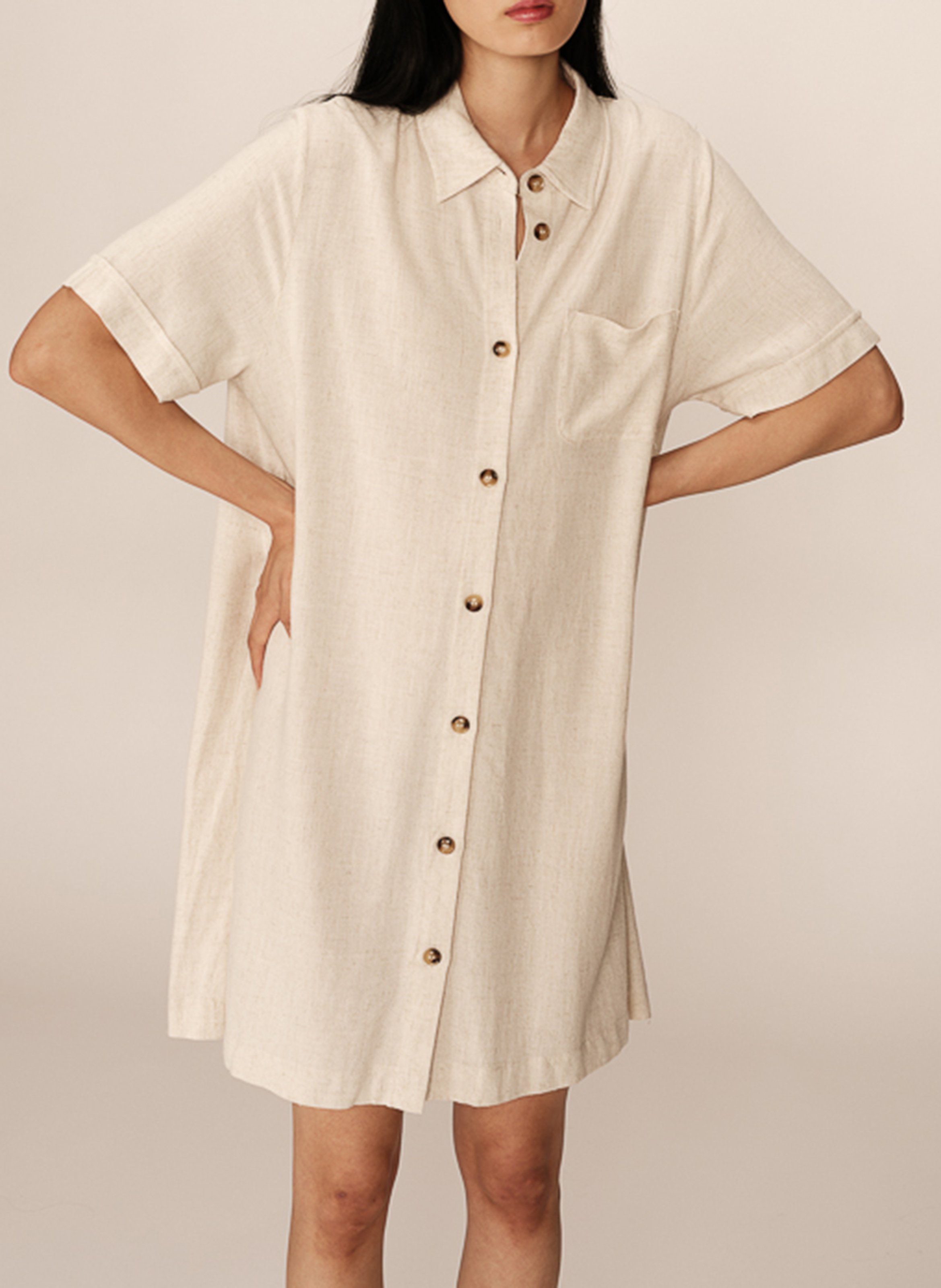 Robe courte col chemise GRACE ET MILA Beige