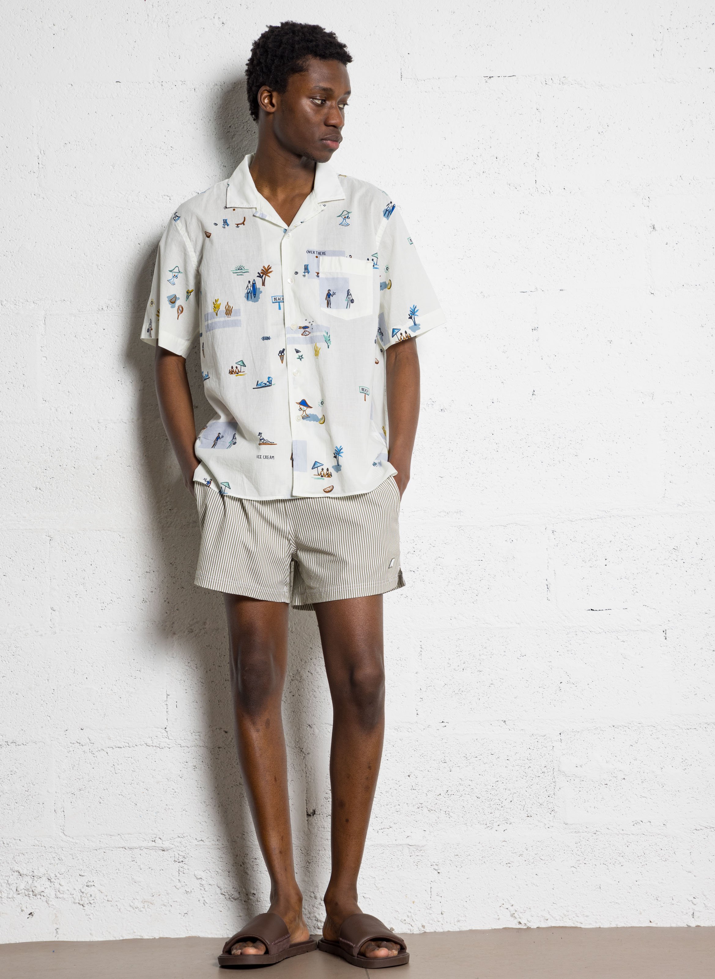 Straight printed cotton shirt HARTFORD Beige