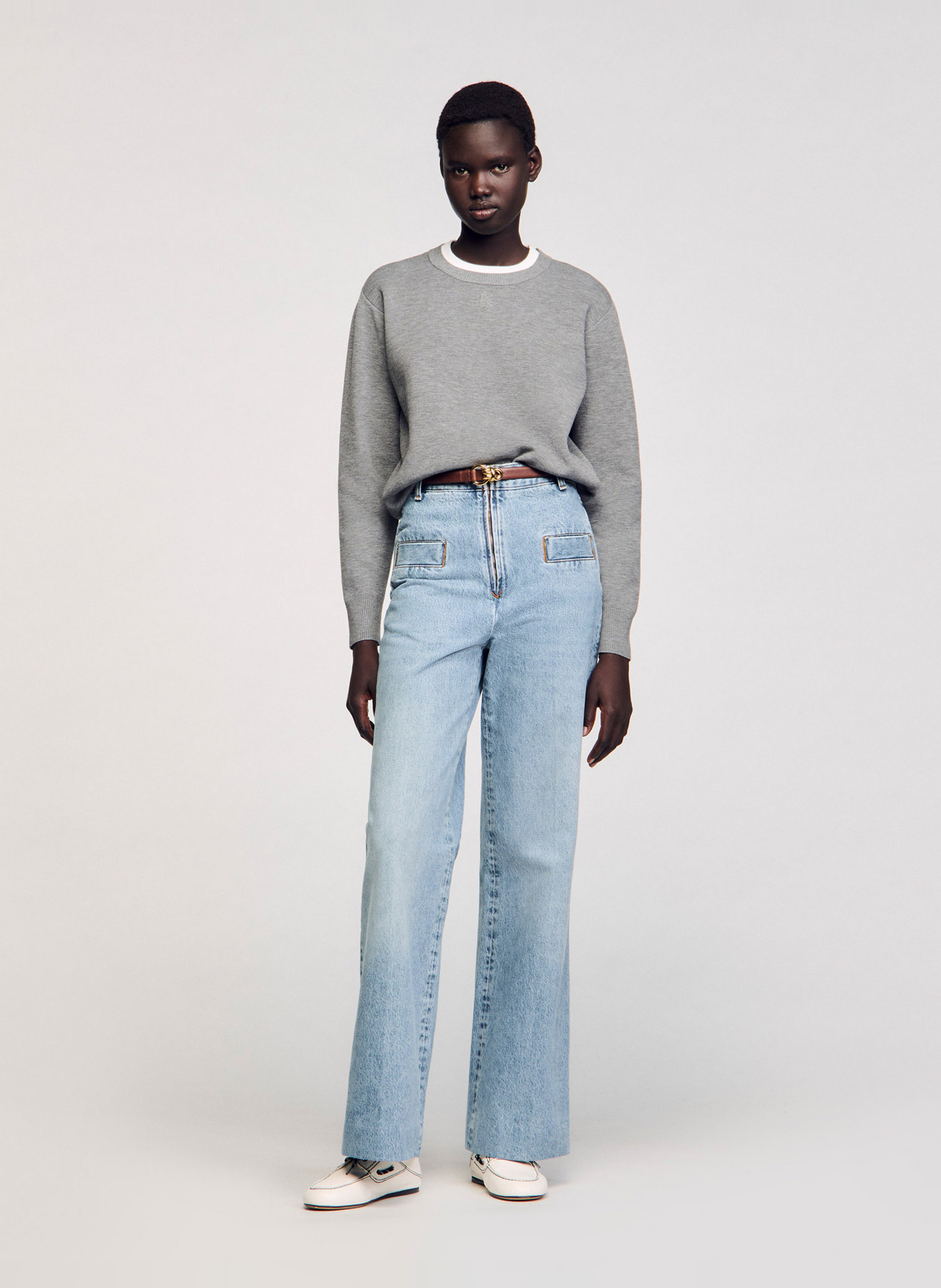 Sweat col rond  SANDRO Gris