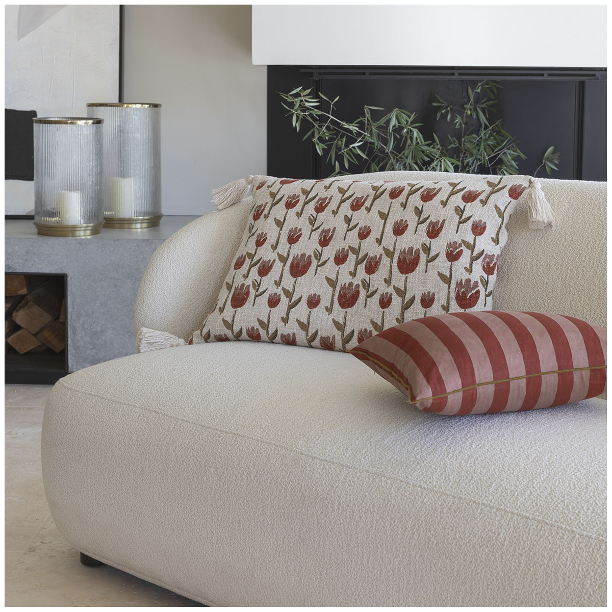 Housse de coussin BLANC D'IVOIRE Multicolore