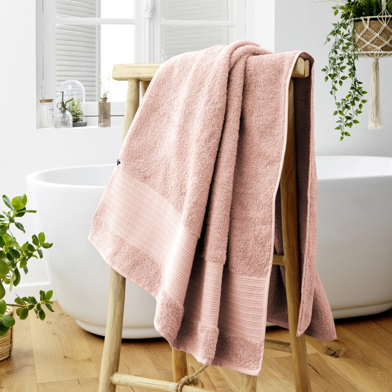 100% combed cotton bath towel L'EFFET PAPILLON Pink