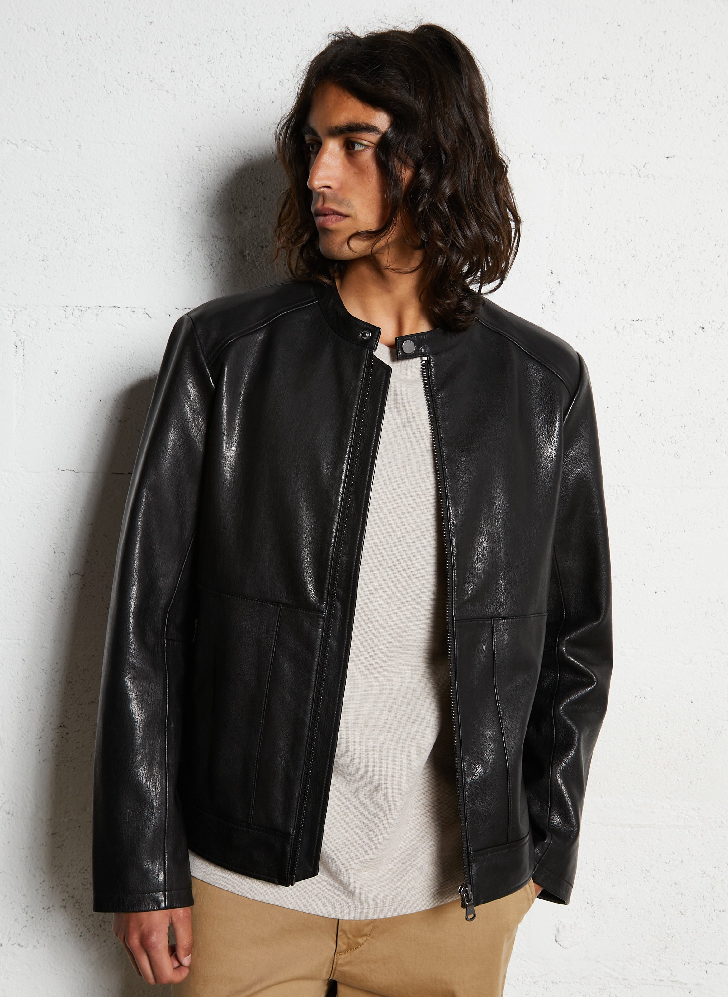 Gerade geschnittene Lederjacke IKKS Schwarz