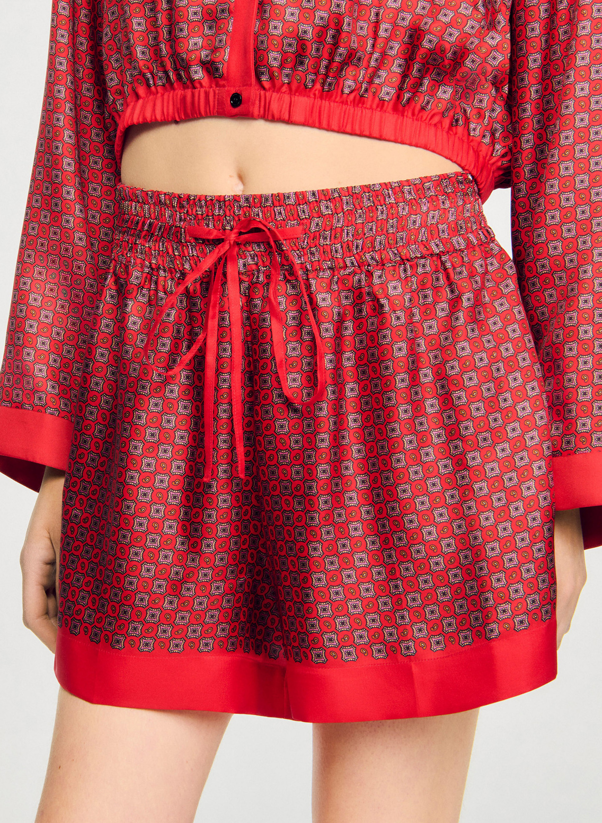 Short large décontracté à motifs SANDRO Rouge