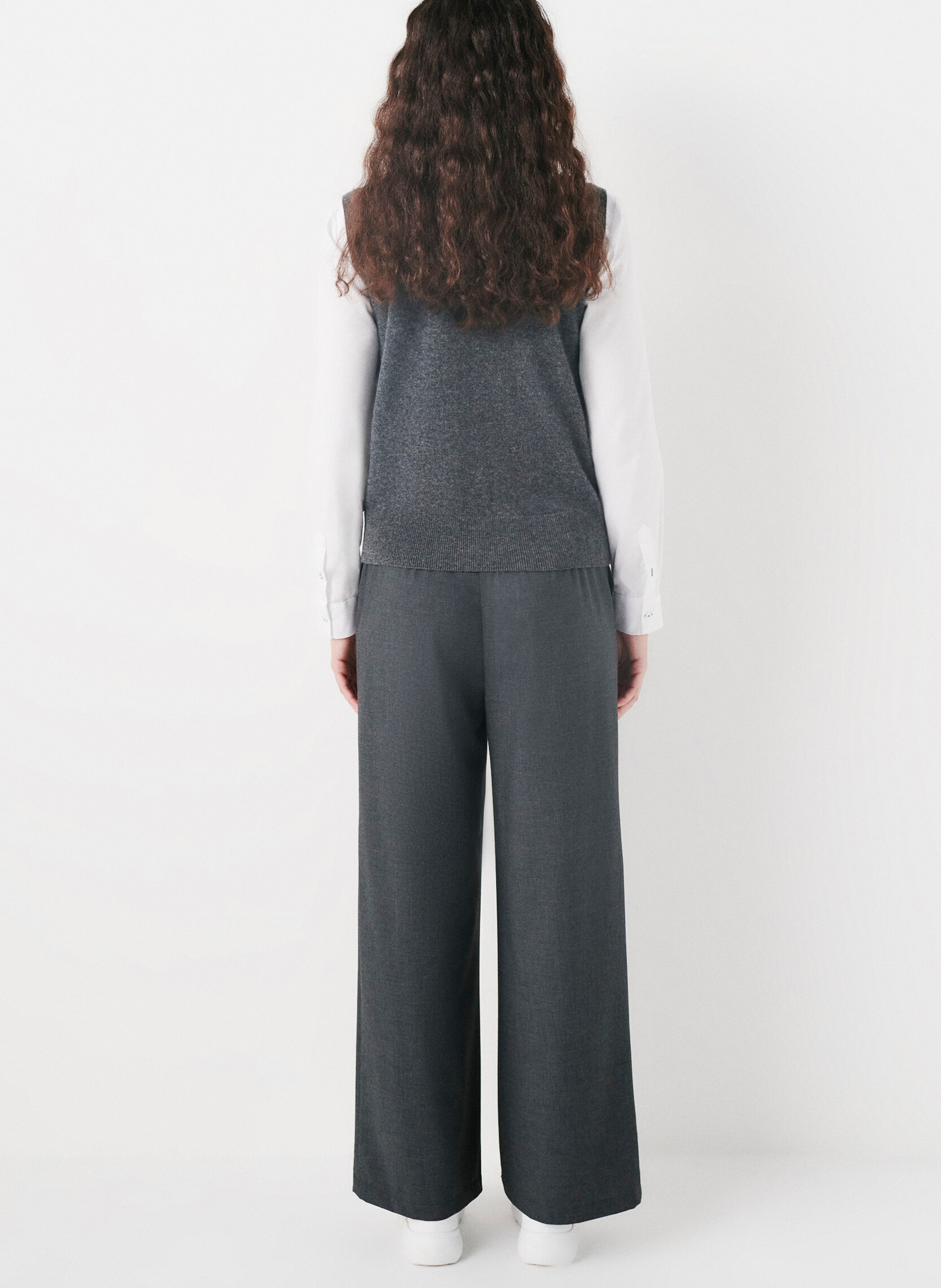 Gilet col V en laine mélangée CAROLL Grey