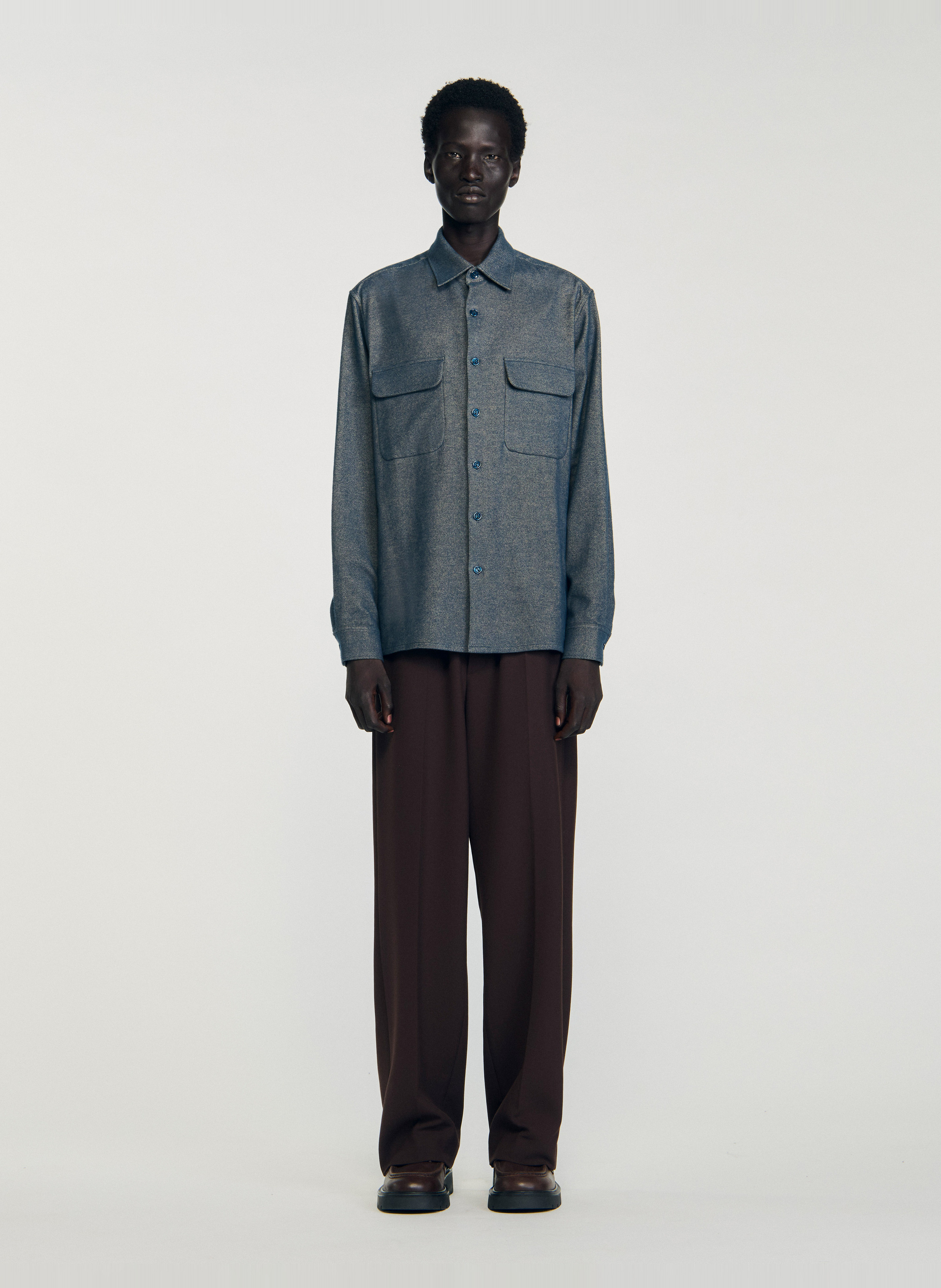 Cotton shirt with classic collar SANDRO Blue