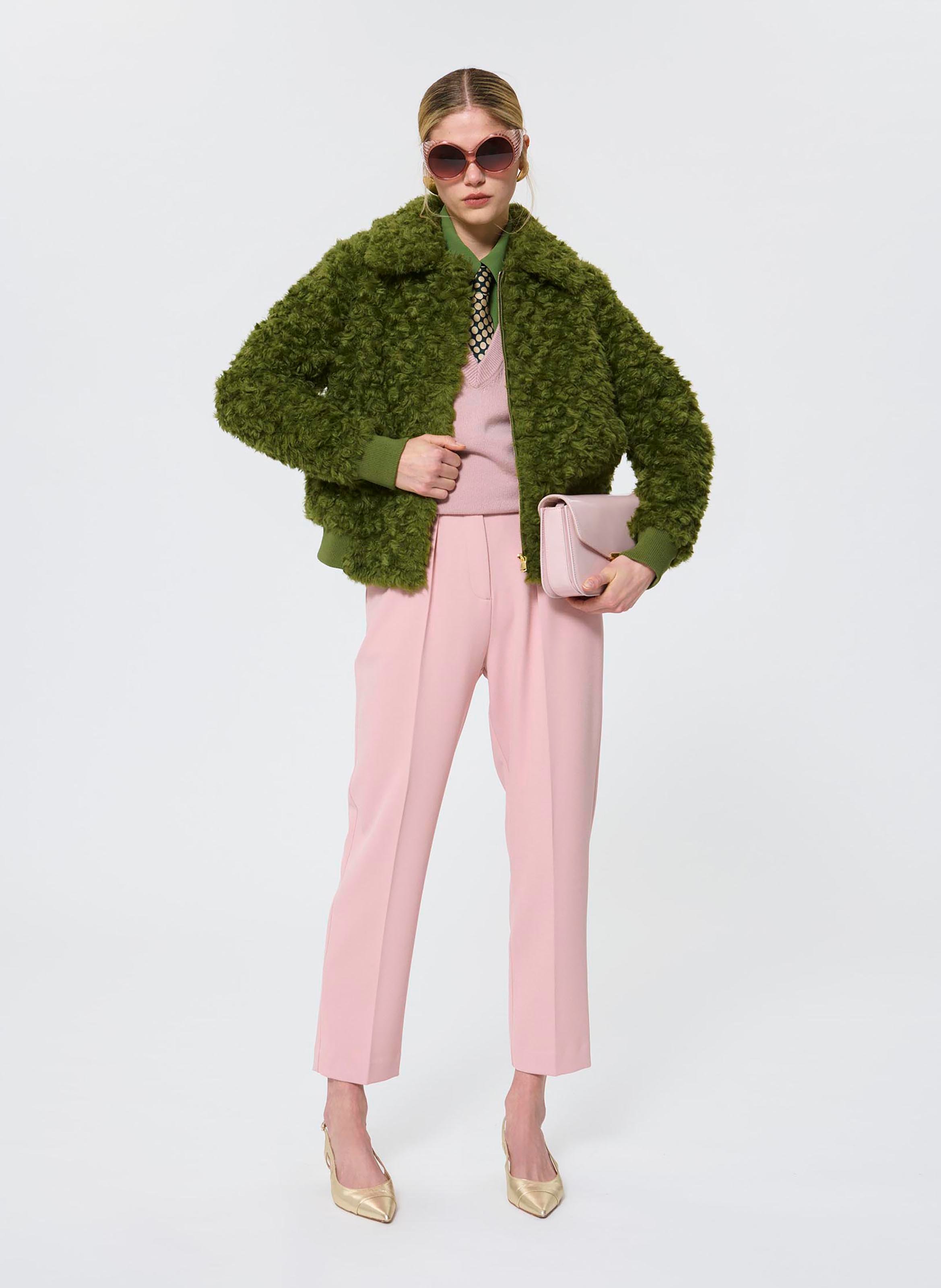 Faux fur jacket with classic collar TARA JARMON Green