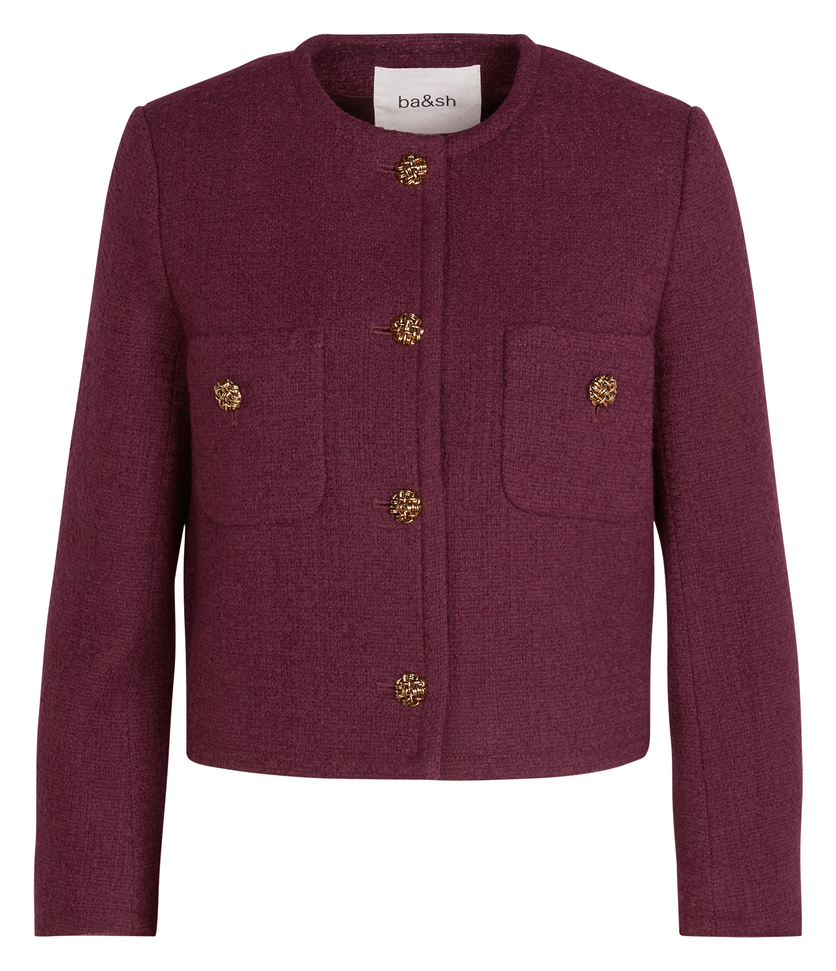 Korte jas van gemengd katoen en wol BA&SH Paars