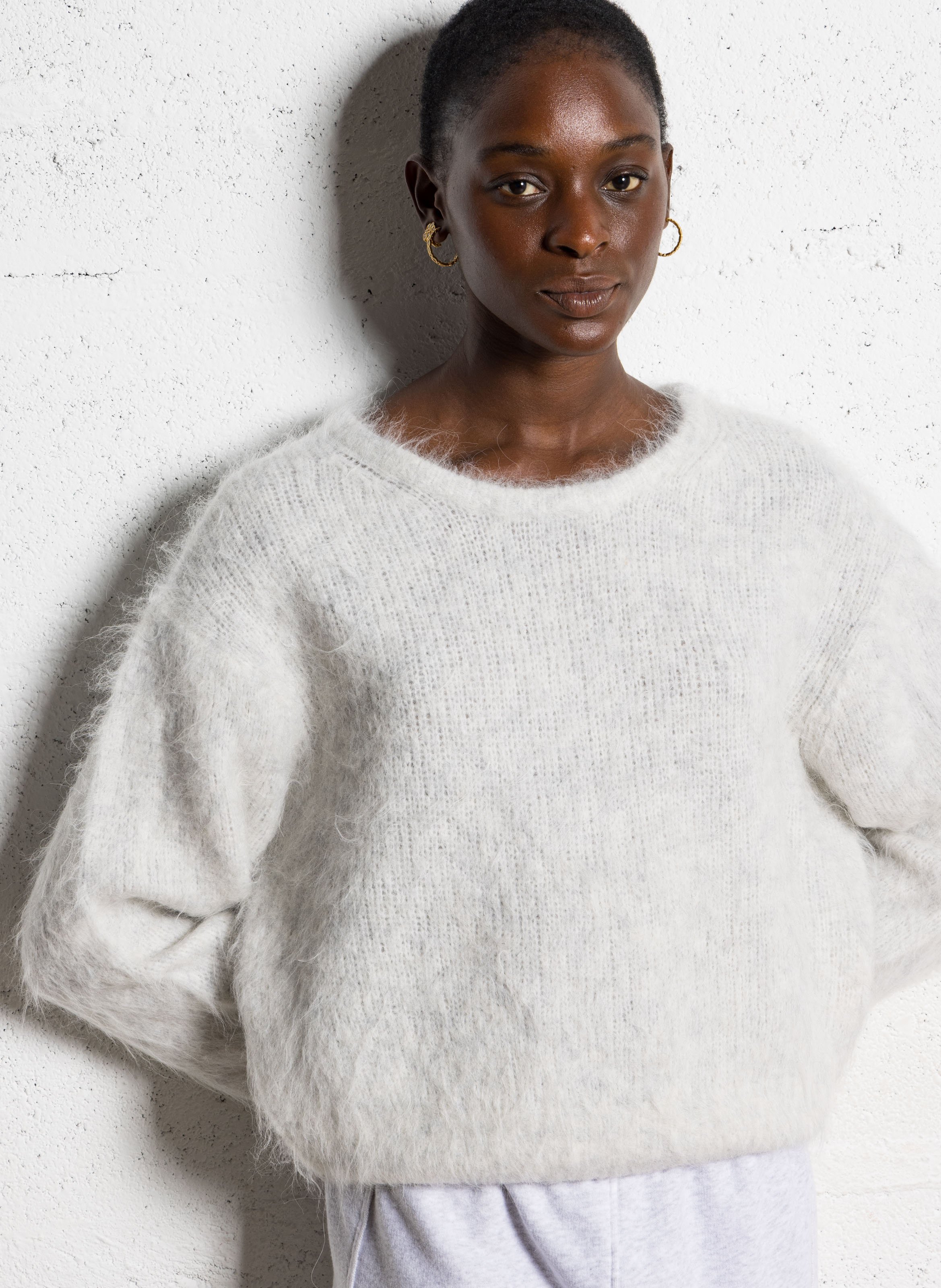 Pull oversize col rond en laine mélangée AMERICAN VINTAGE