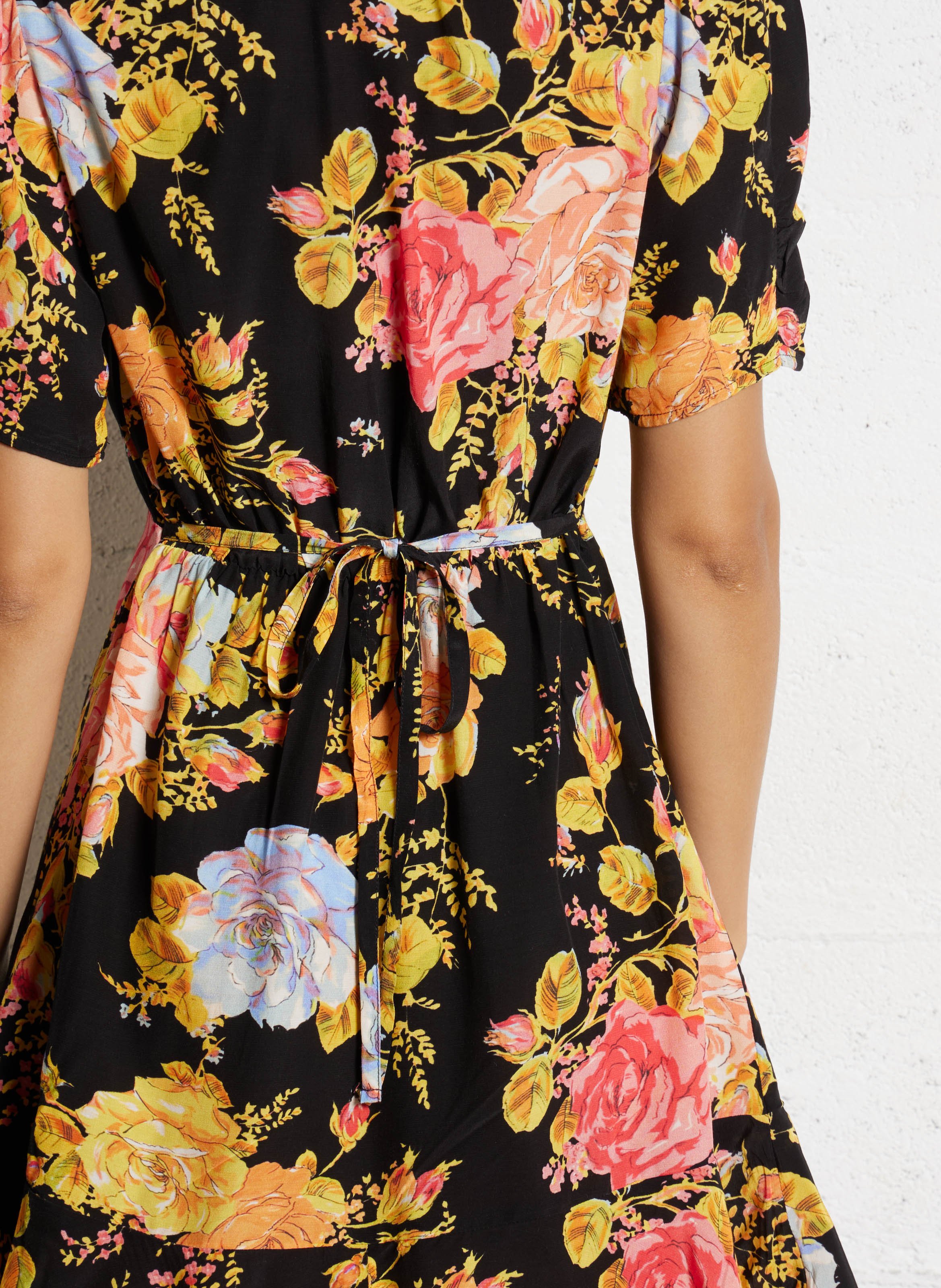 Robe courte col V imprimé NEVER FULLY DRESSED Noir