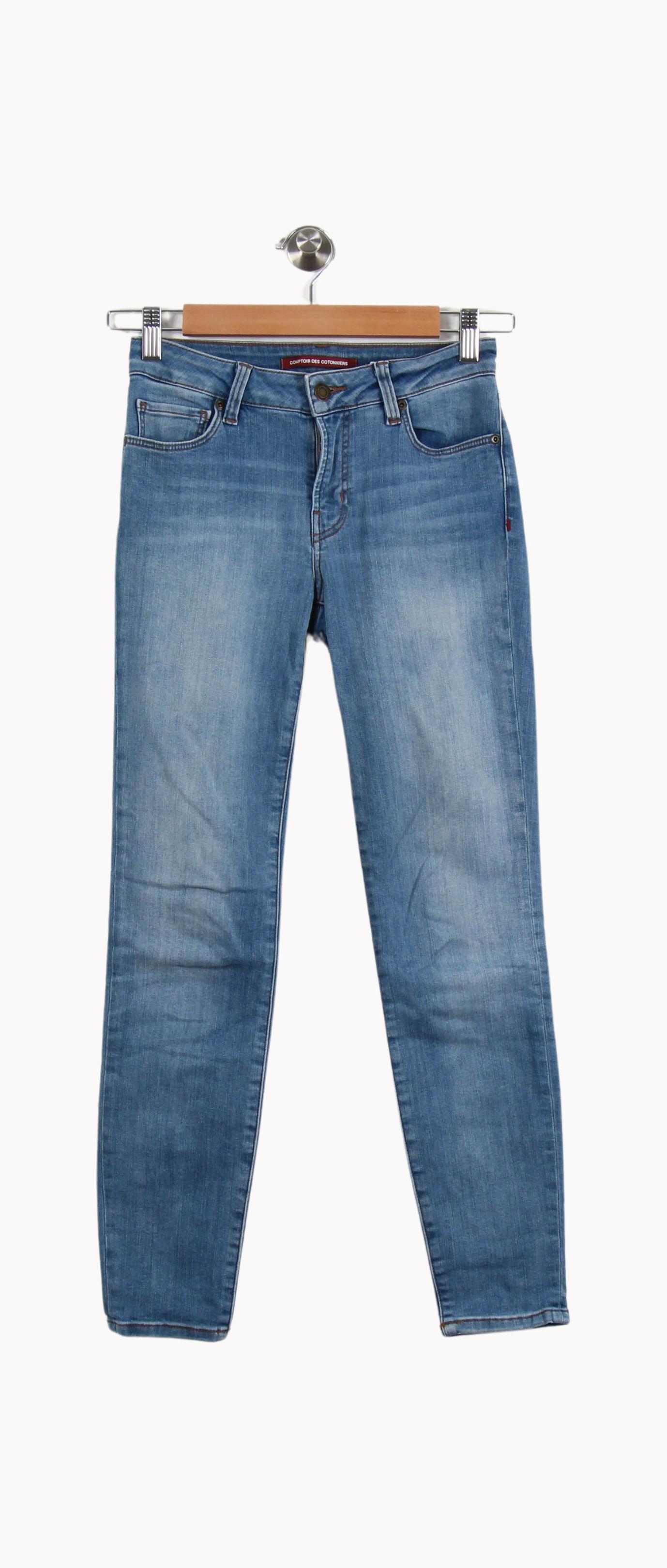 Cropped slim jeans with studs COMPTOIR DES COTONNIERS - Seconde main Blue
