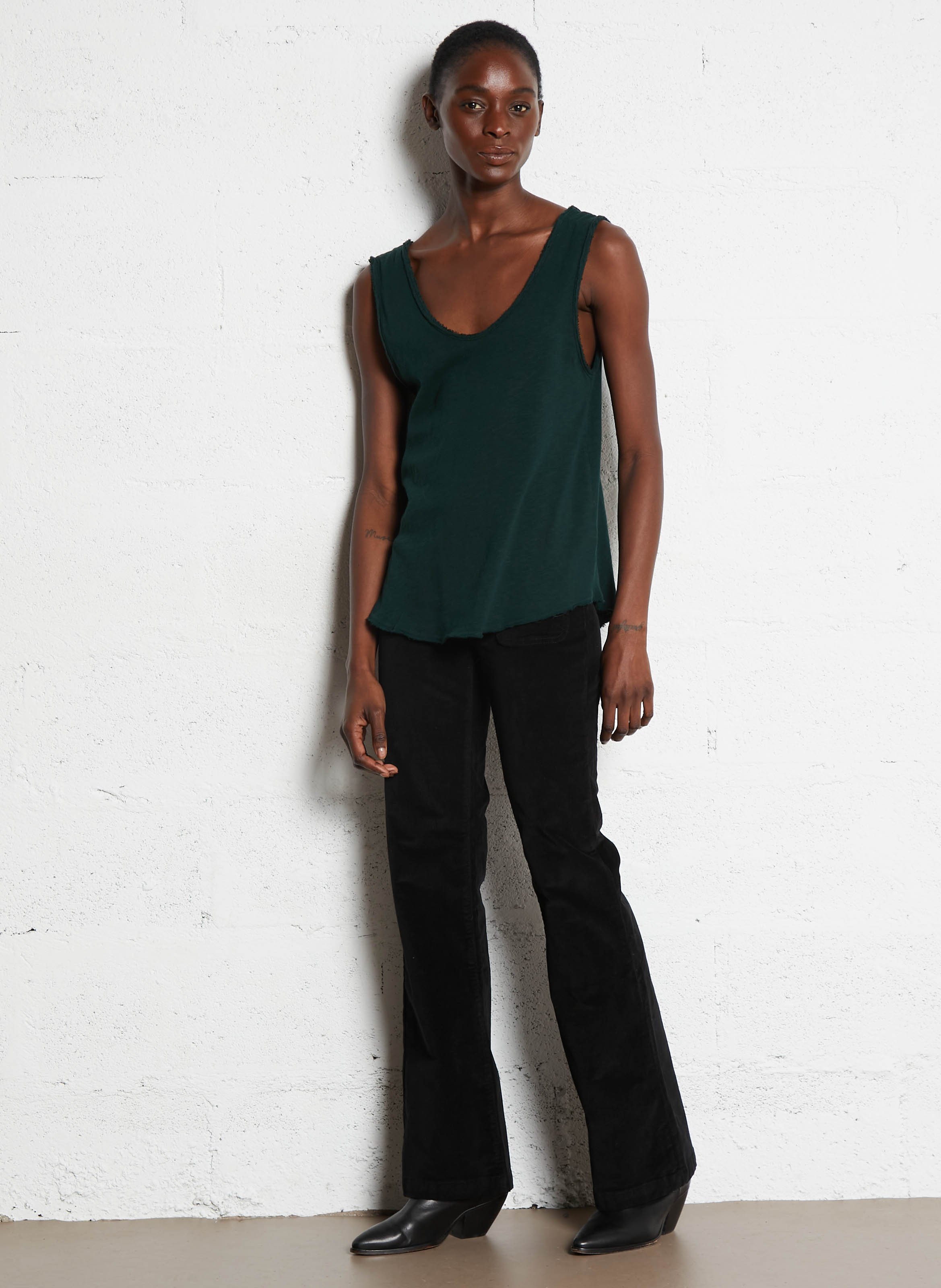 Débardeur col rond droit en coton AMERICAN VINTAGE Vert