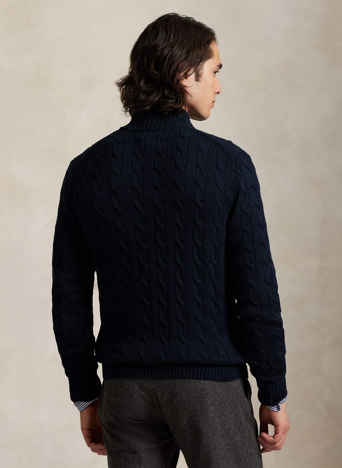 High-neck straight-cut cotton sweater POLO RALPH LAUREN Blue
