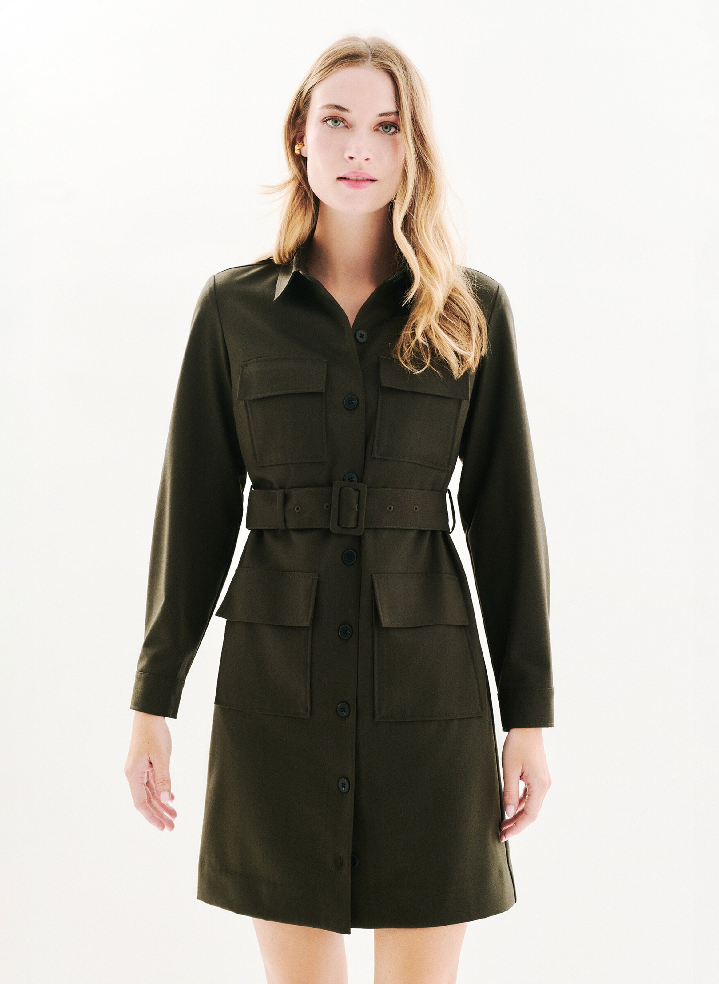 Robe courte col classique CAROLL Vert