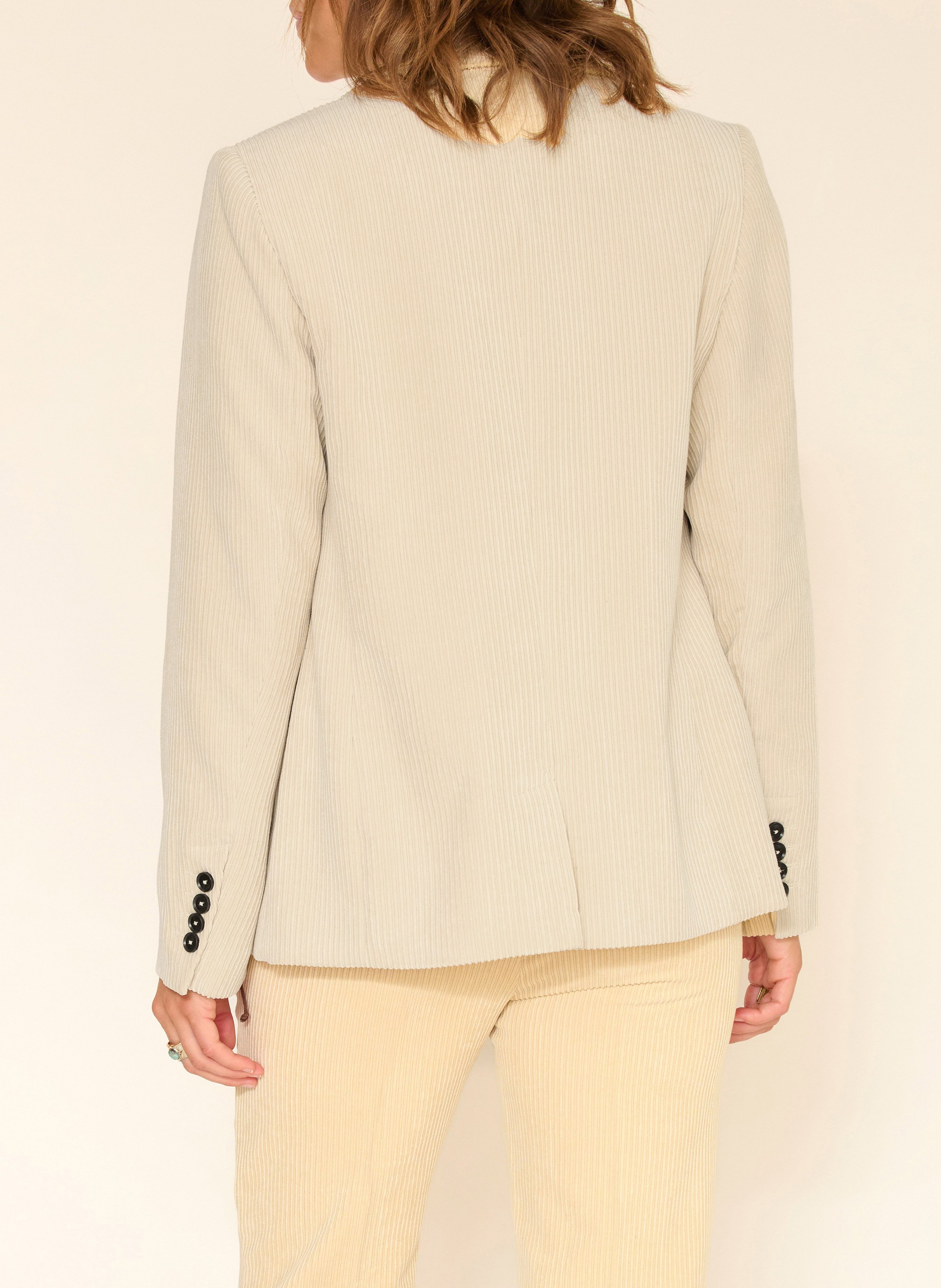 Veste de blazer ajustée côtelée MKT Beige