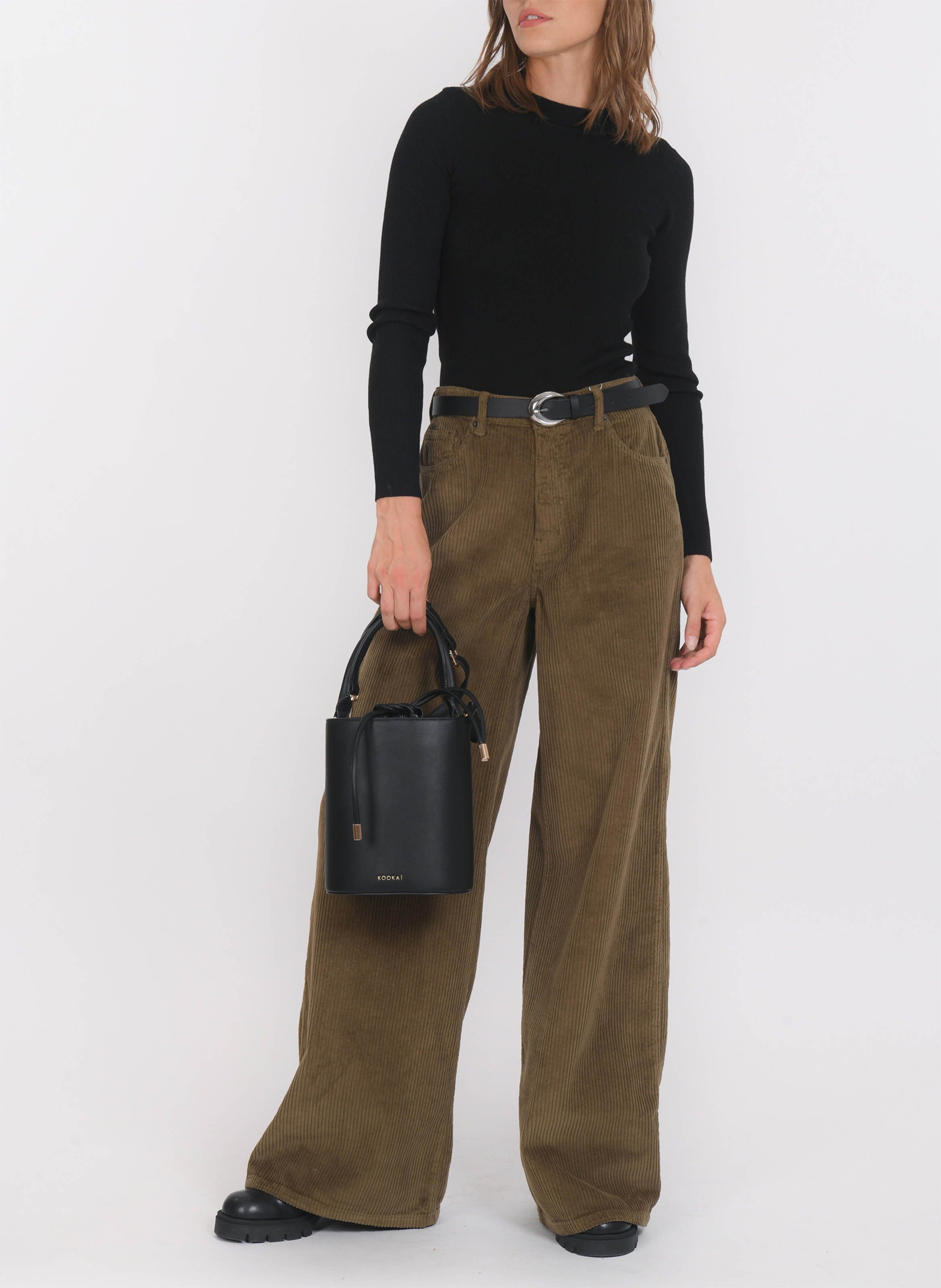 Pantalon large en velours côtelé KOOKAI Vert