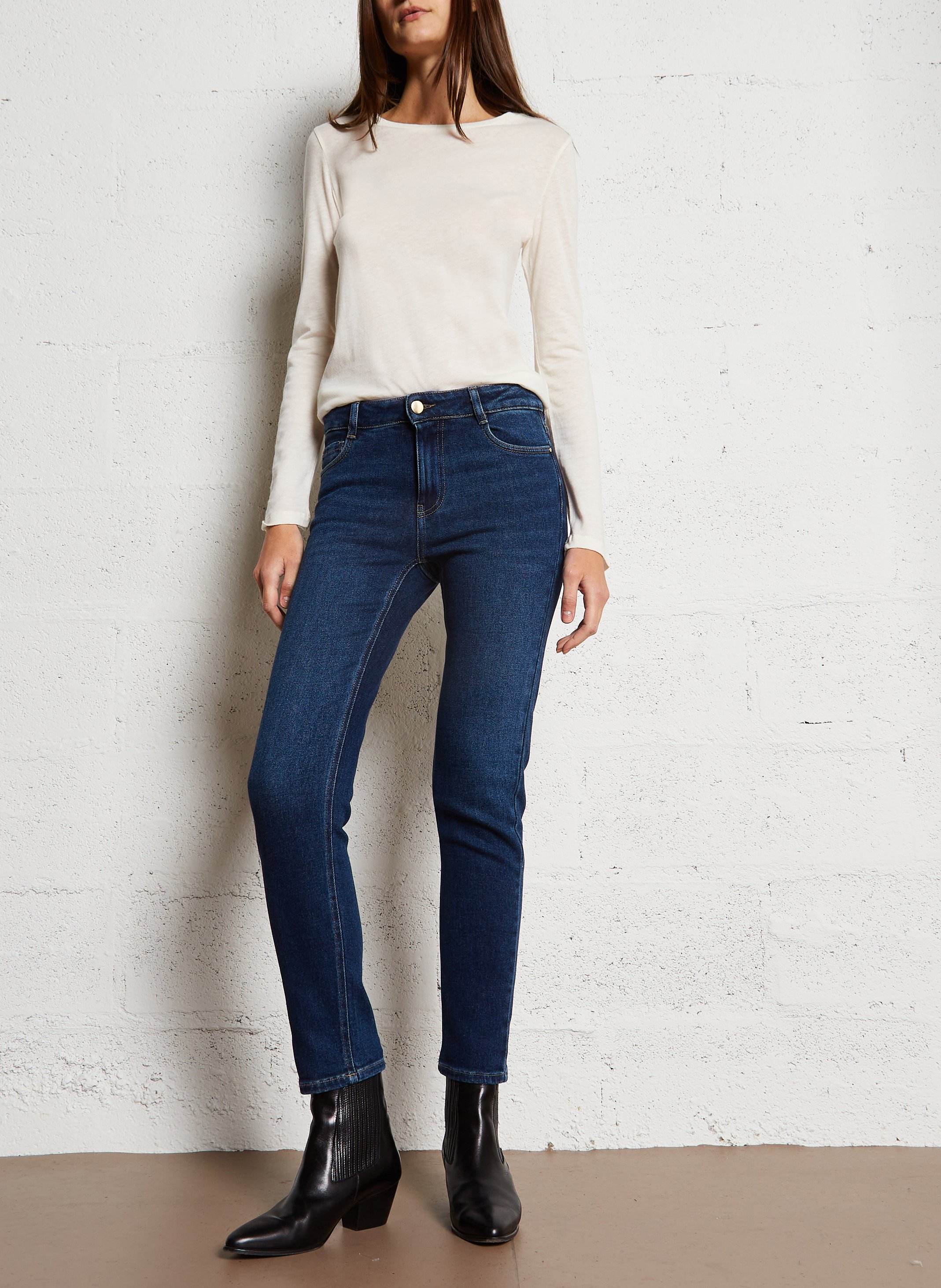 Raw cotton-blend slim-fit jeans MAISON 123 Blue