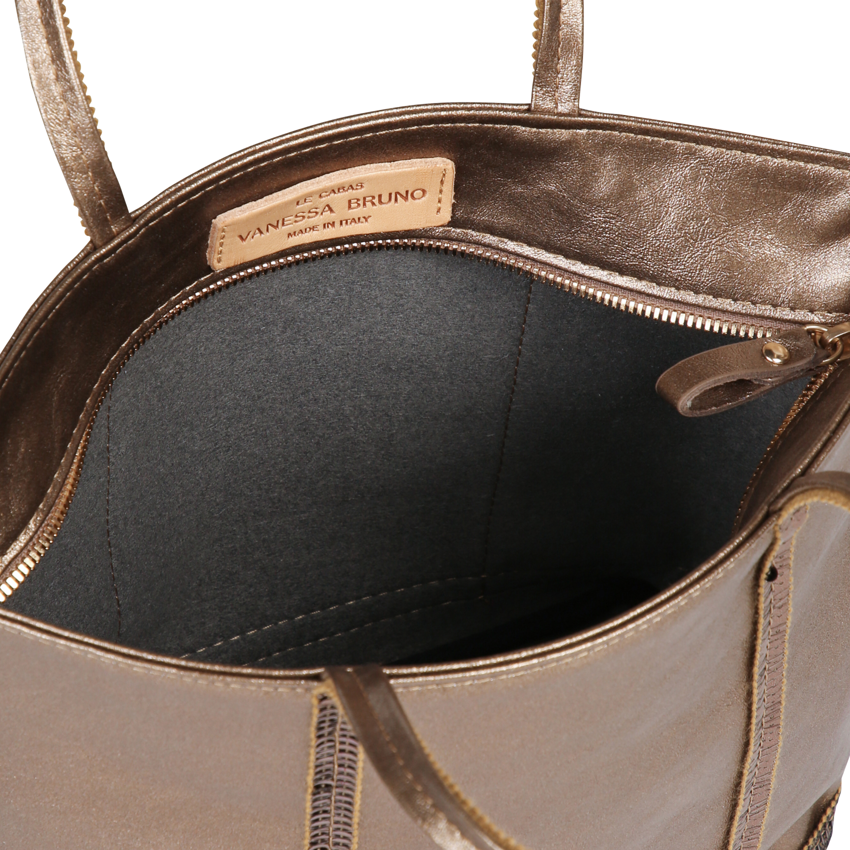 Metallic tote bag VANESSA BRUNO Brown