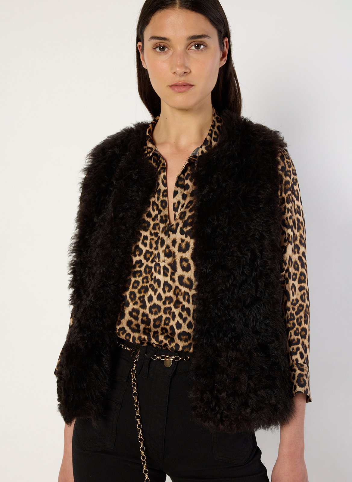 Rechte omkeerbare leren jas GERARD DAREL Bruin