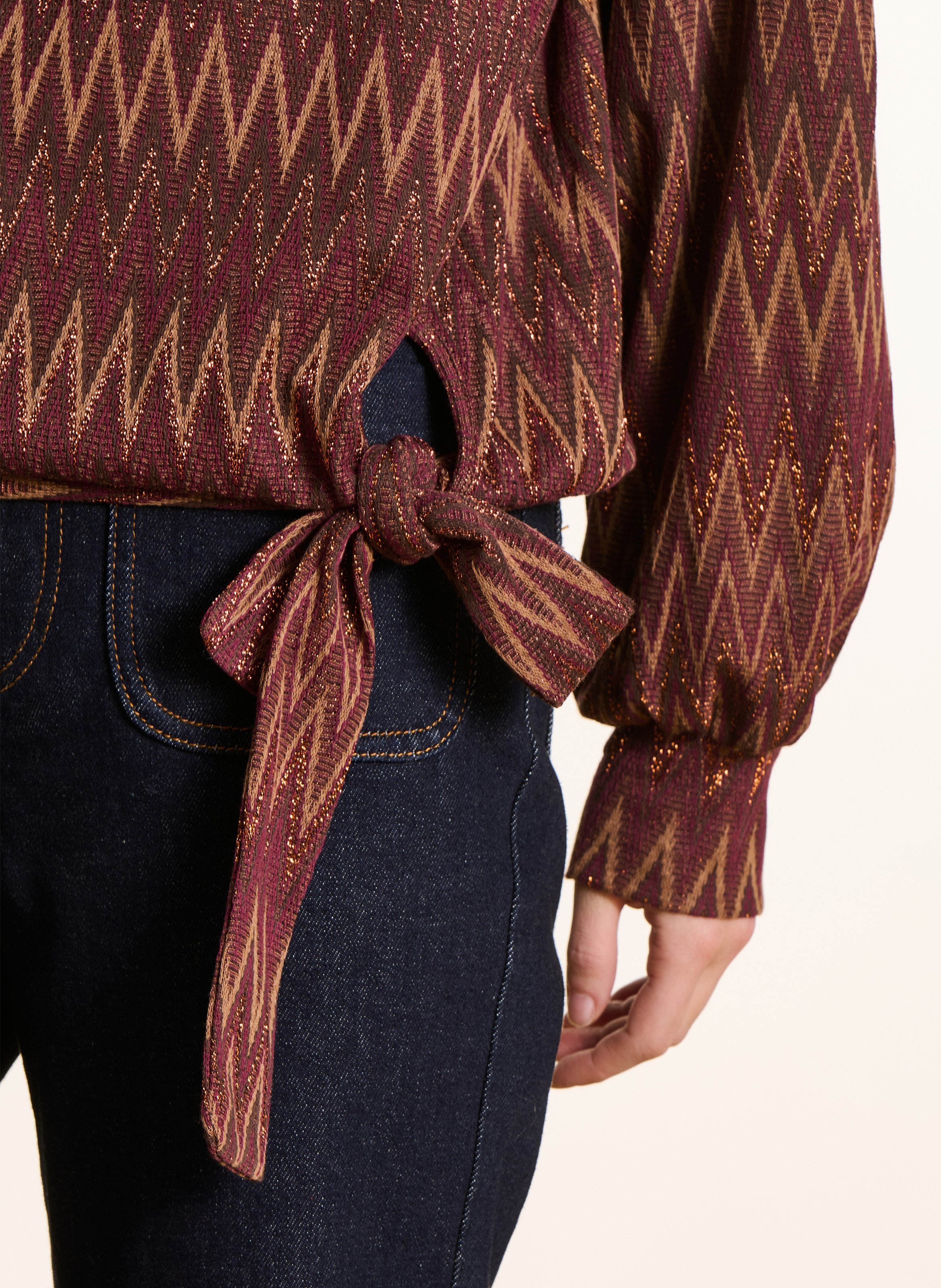 Top manches longues en maille pailletée LA FEE MARABOUTEE Rouge