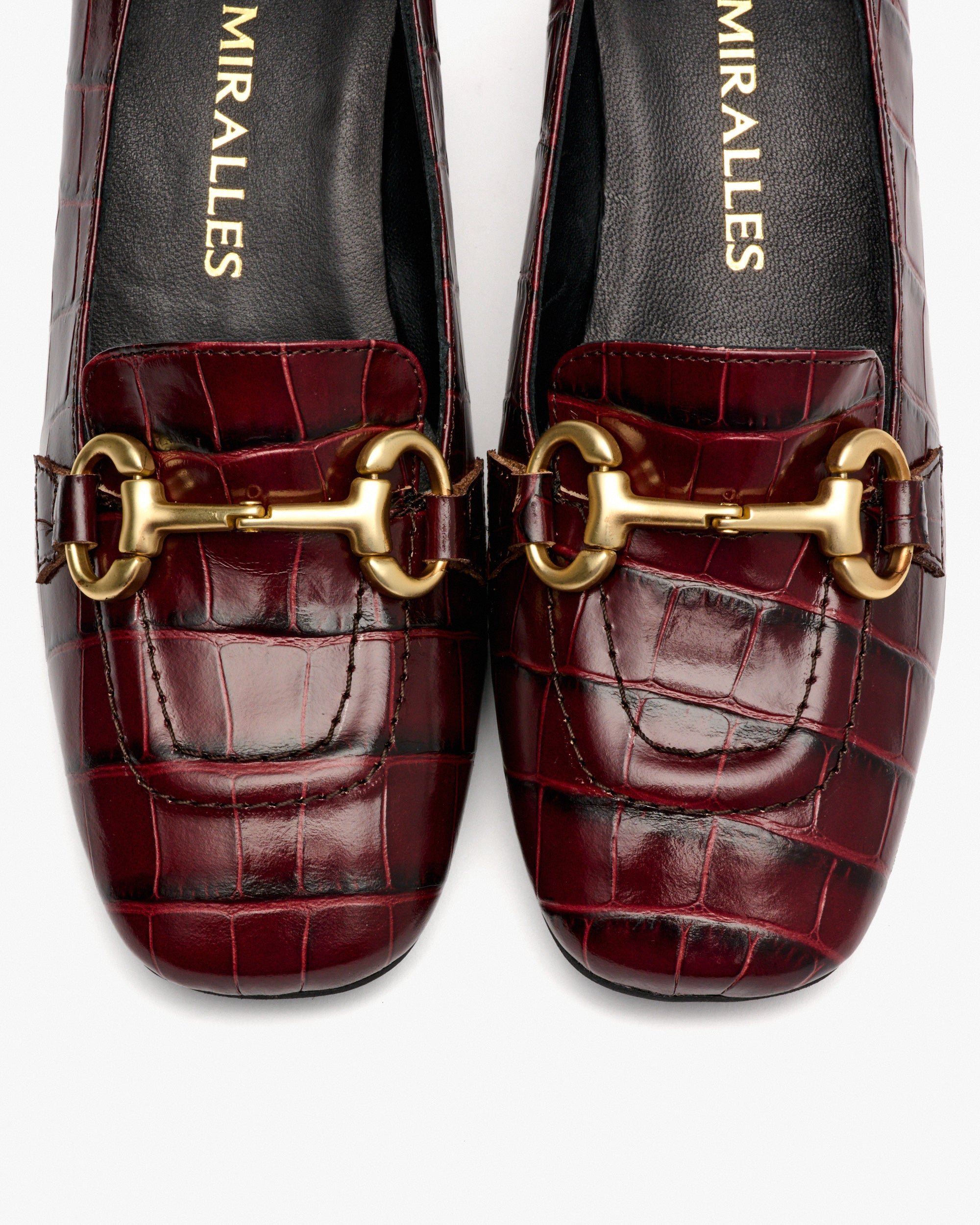 Burgundy embossed leather heels PEDRO MIRALLES Red