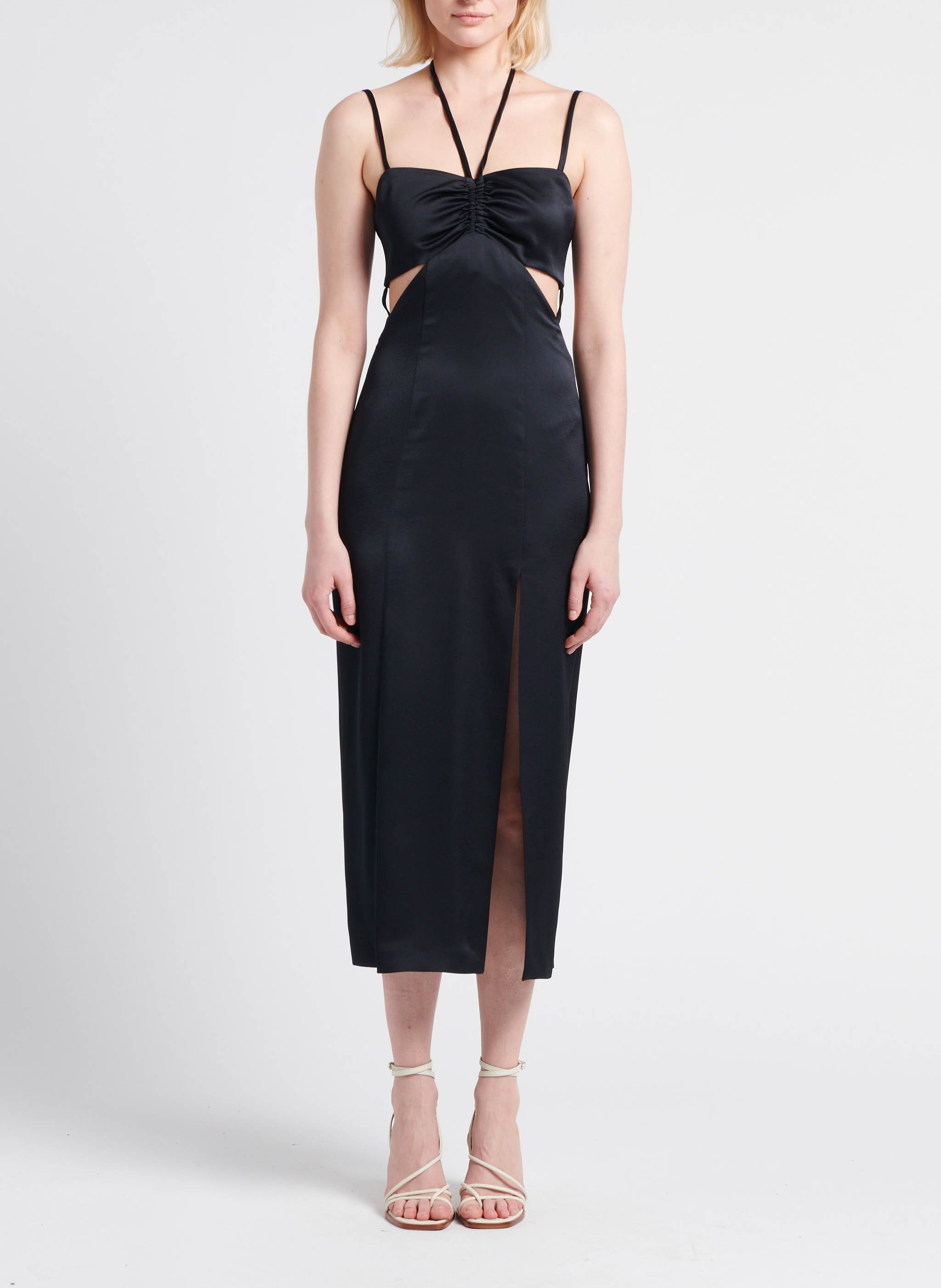 Lange jurk met schouderbandjes IRO Zwart