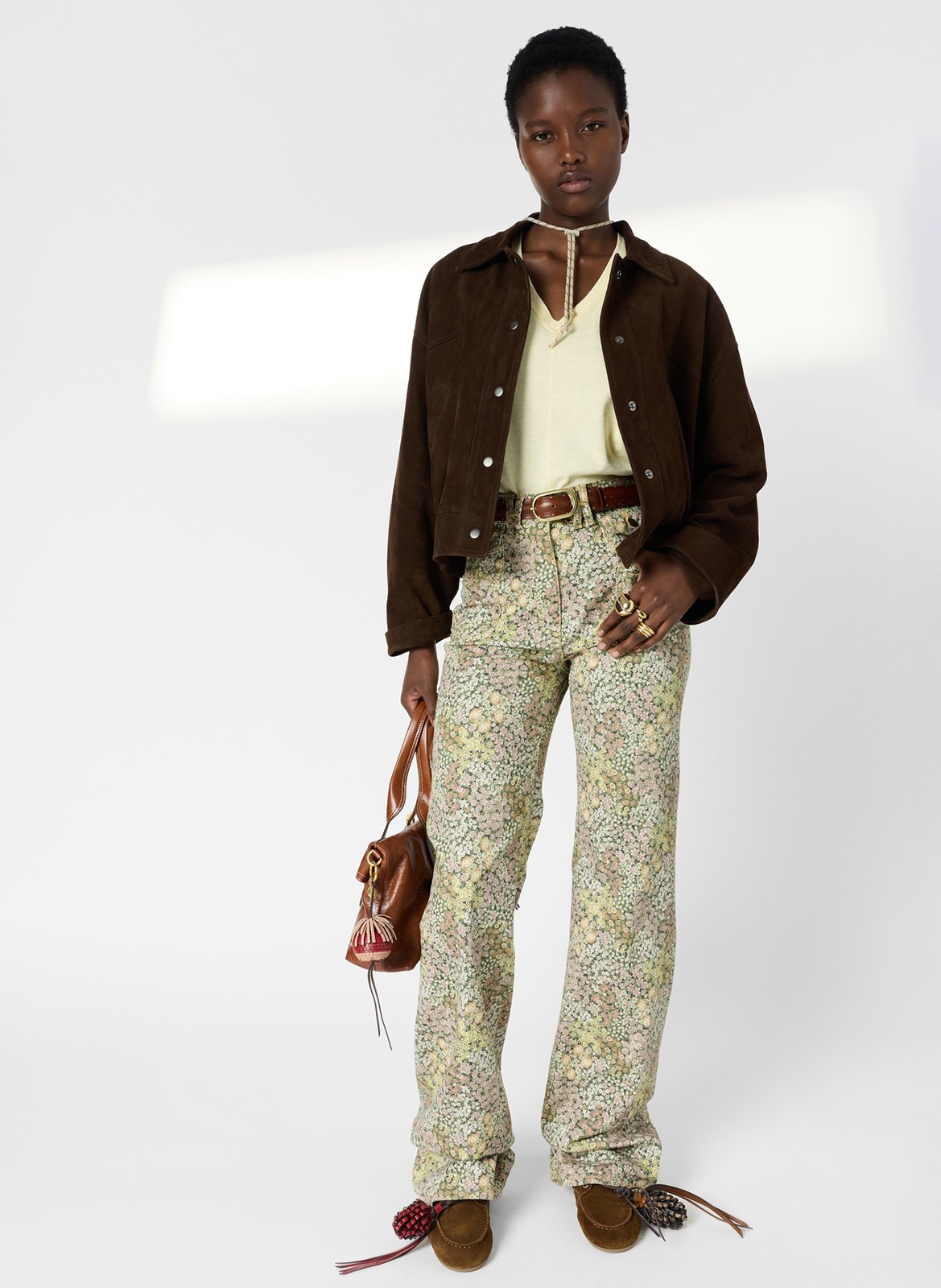 Tee-shirt droit col V en coton GERARD DAREL Jaune