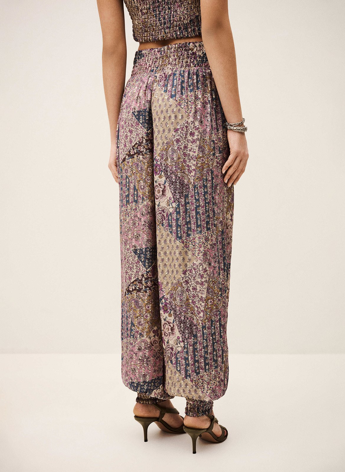 Pantalon large stretch imprimé  BA&SH Rose