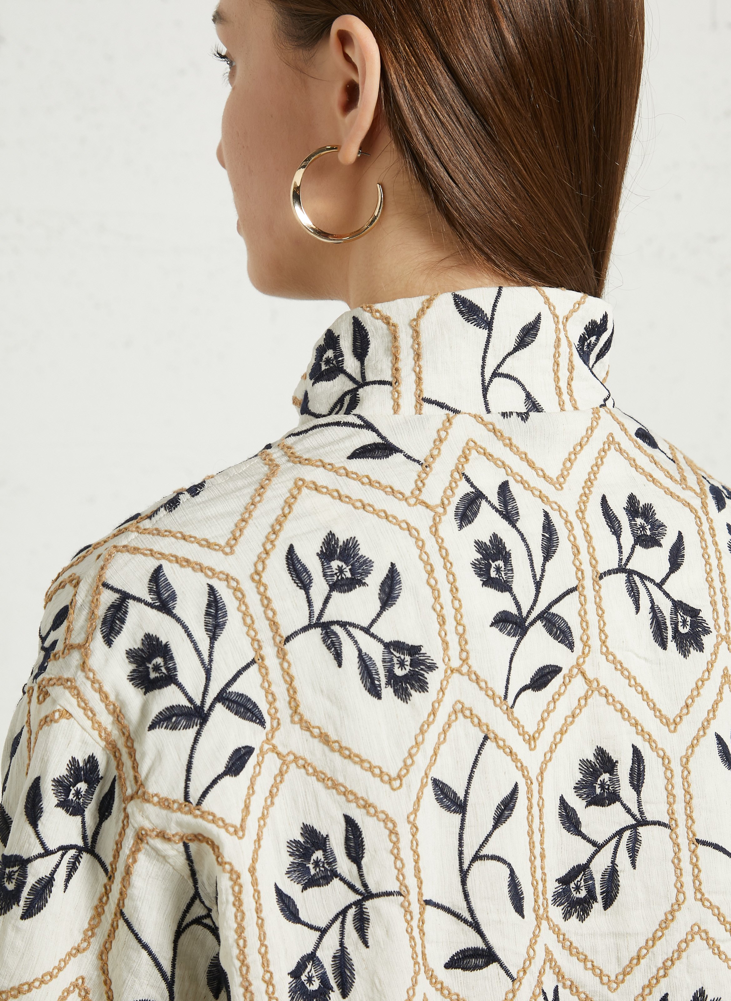 Embroidered high-neck jacket THE KORNER Blue