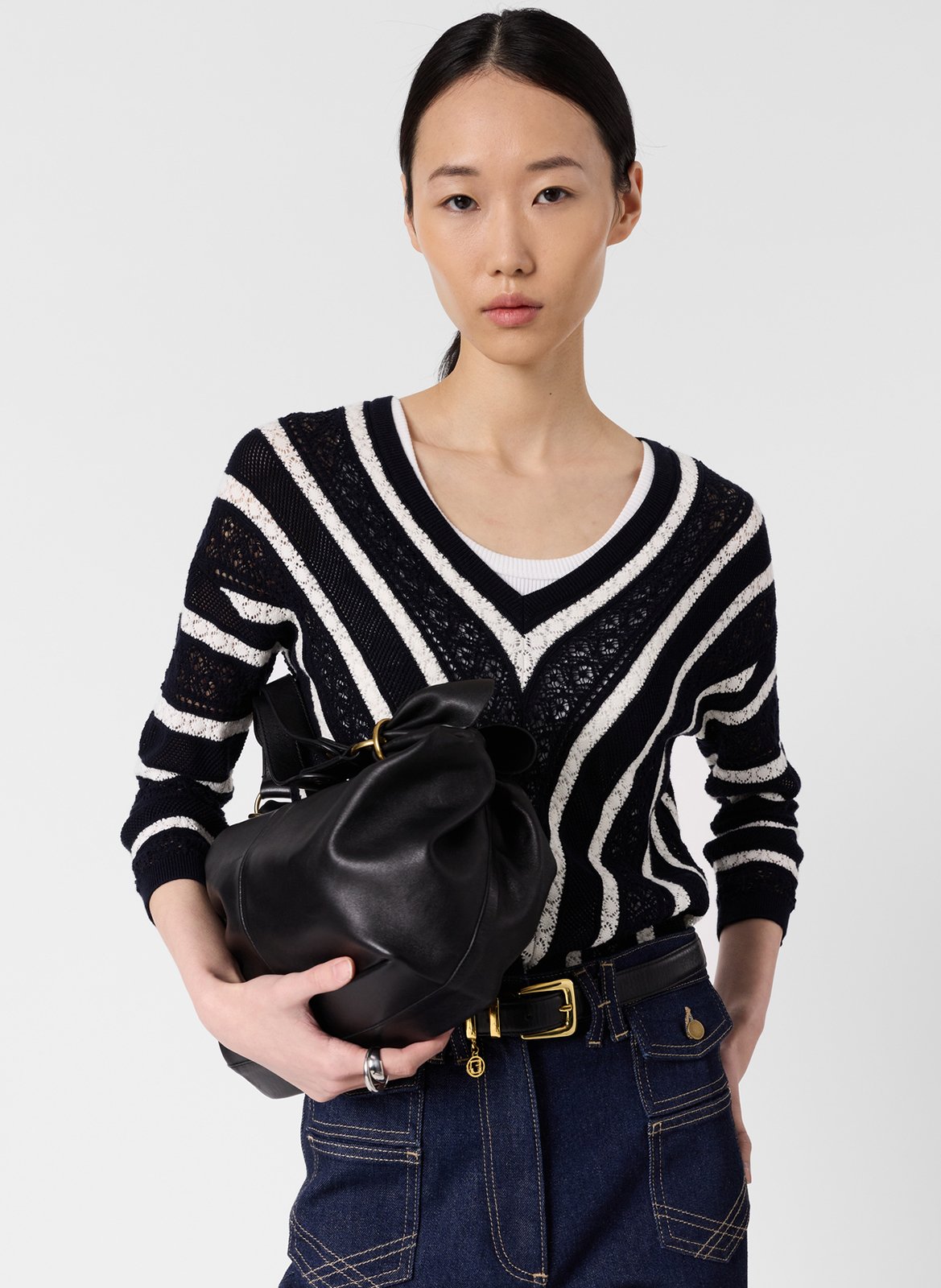 Pull droit col V en coton GERARD DAREL Bleu